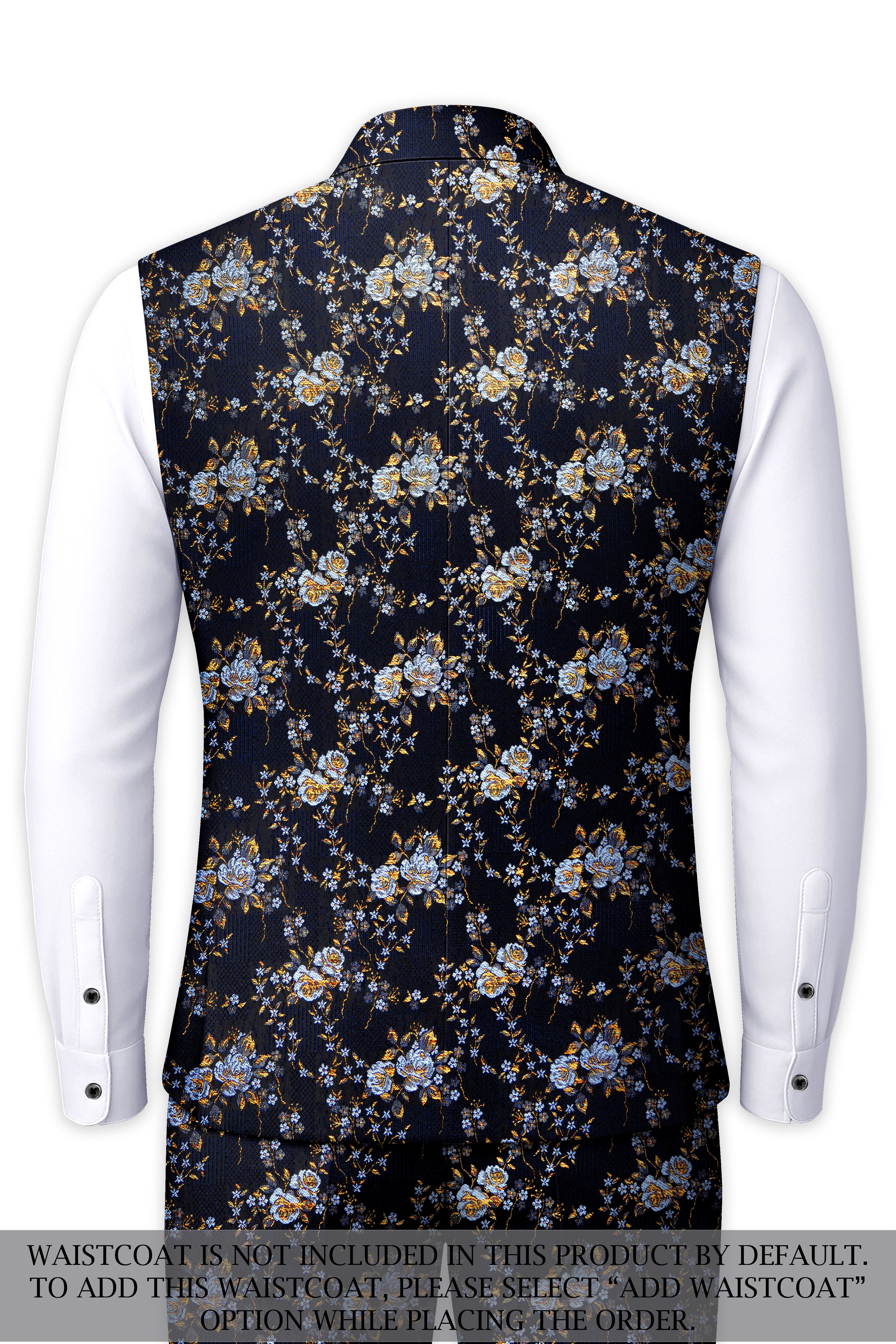 Storm Dust Floral Textured Cross Placket Bandhgala Designer Suit