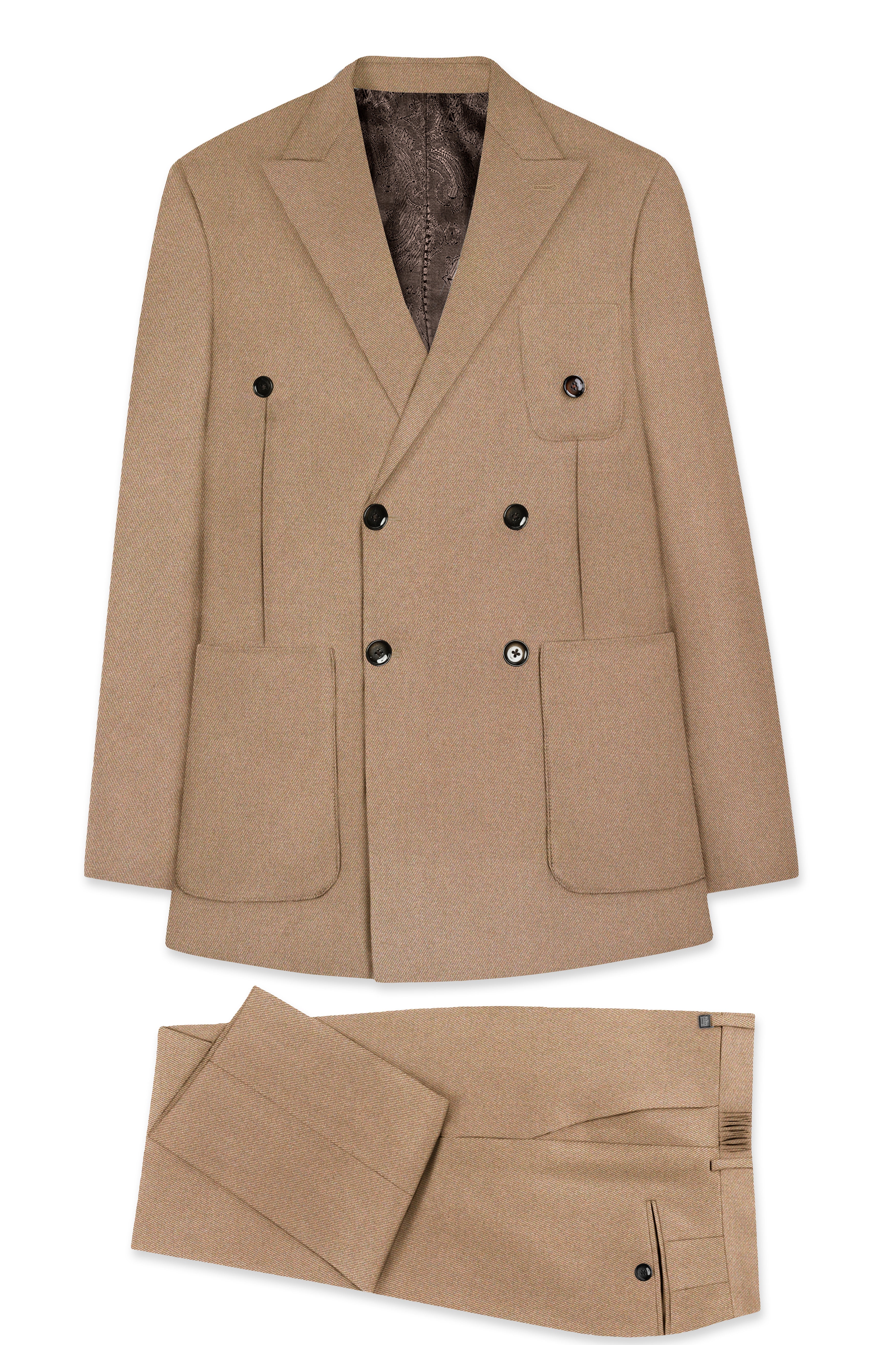 Dark Chestnut Brown Double Breasted Sports Premium Cotton Suit