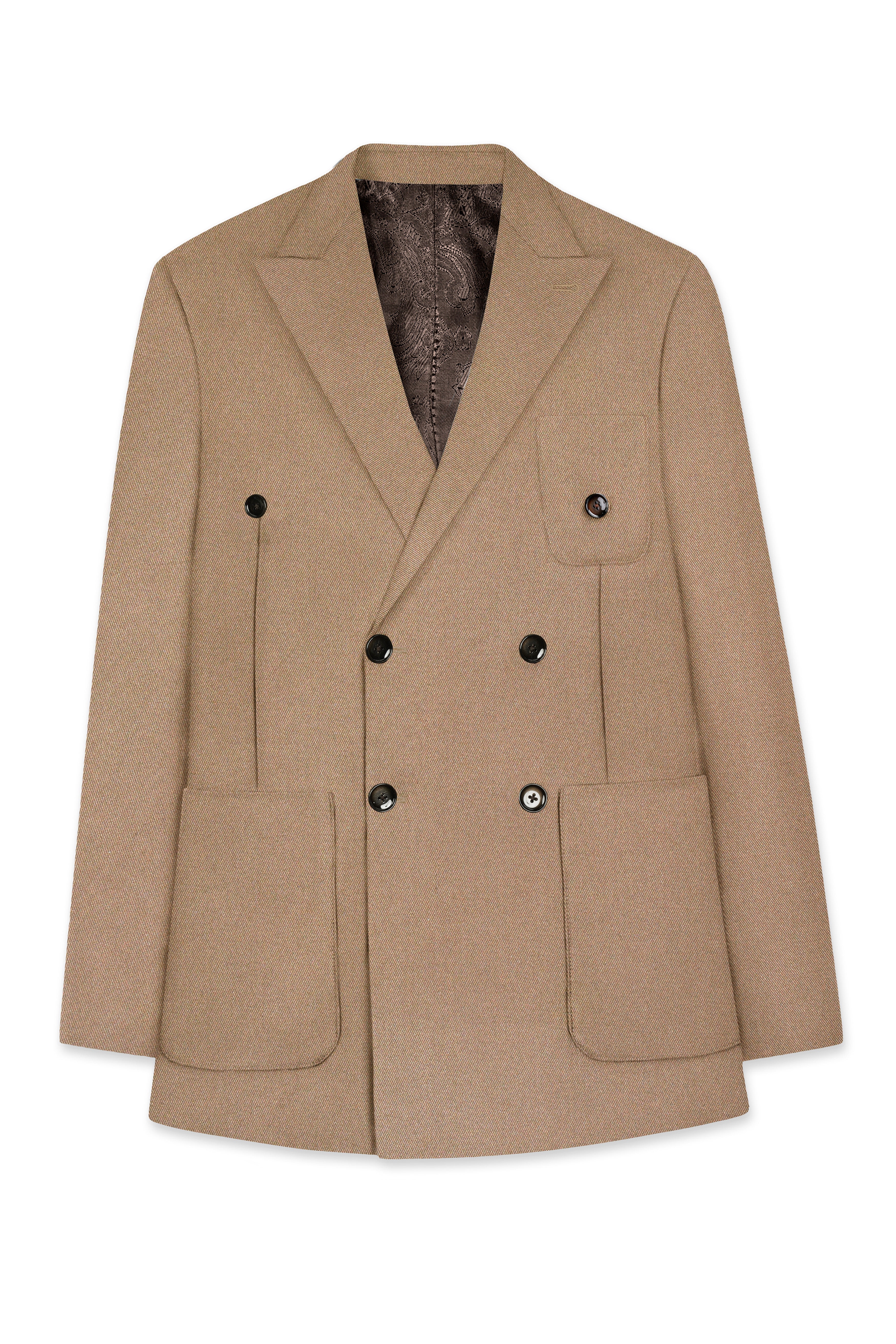 Dark Chestnut Brown Double Breasted Sports Premium Cotton Suit