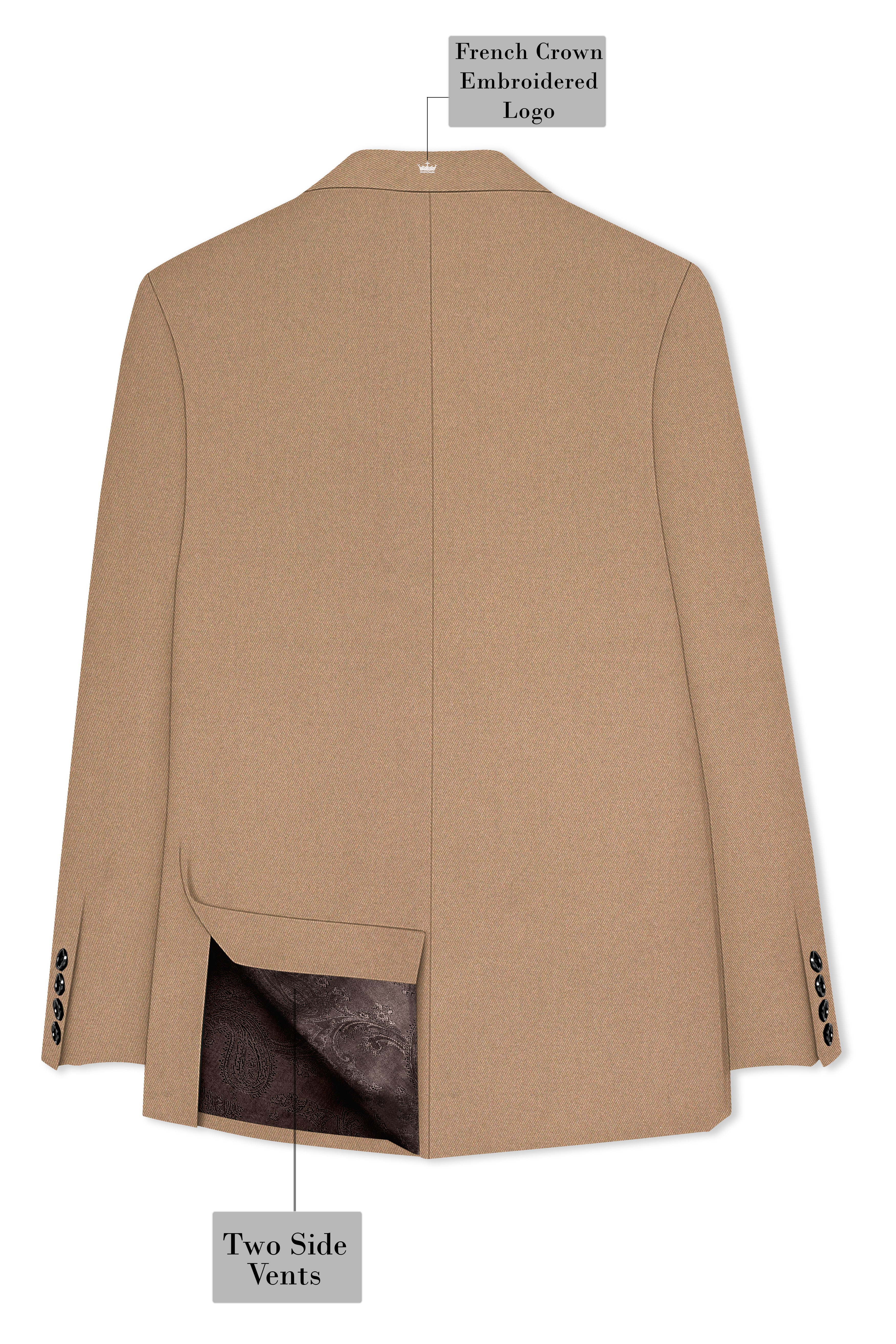 Dark Chestnut Brown Double Breasted Sports Premium Cotton Suit