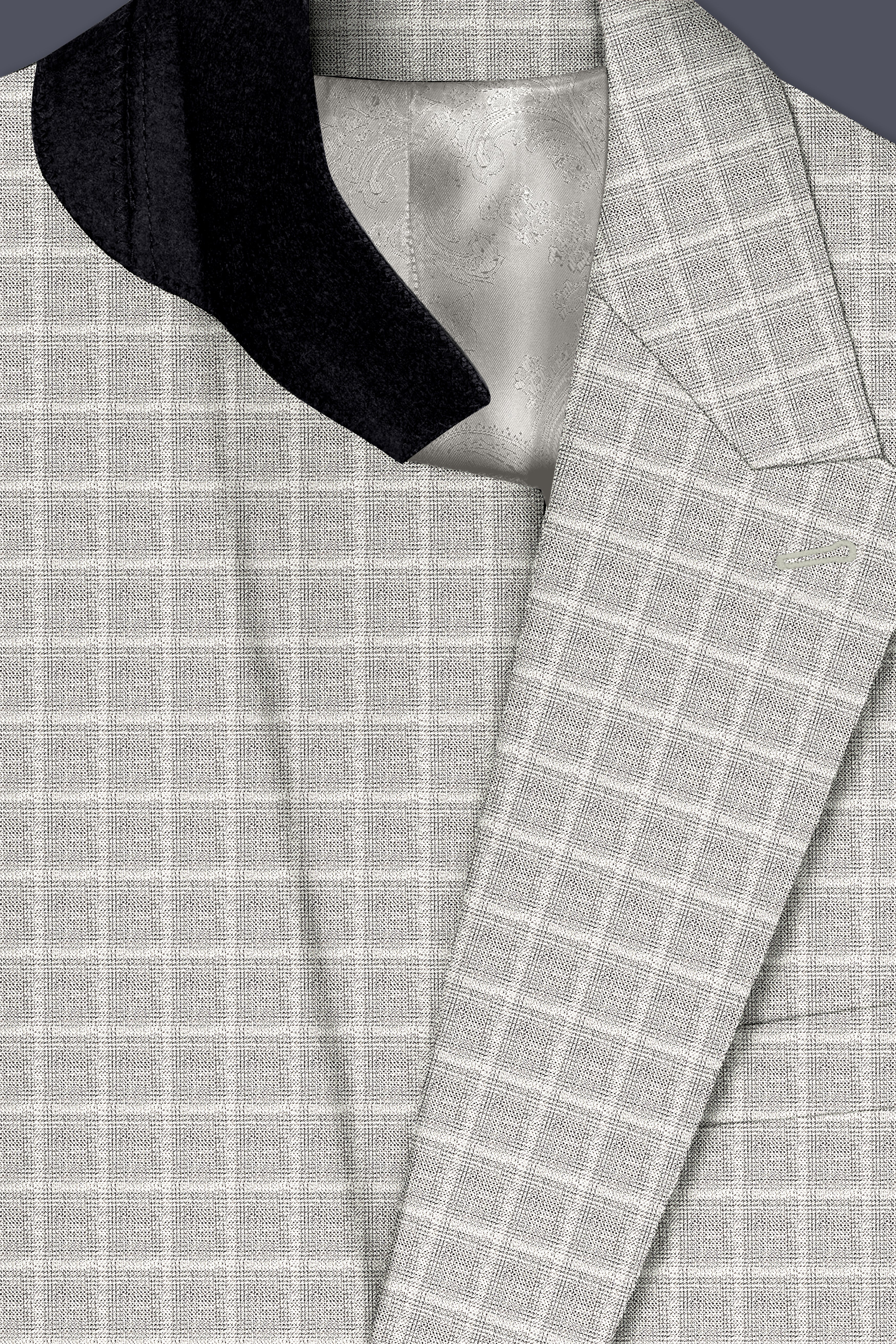 Timberwolf light gray Plaid Double Breasted Suit