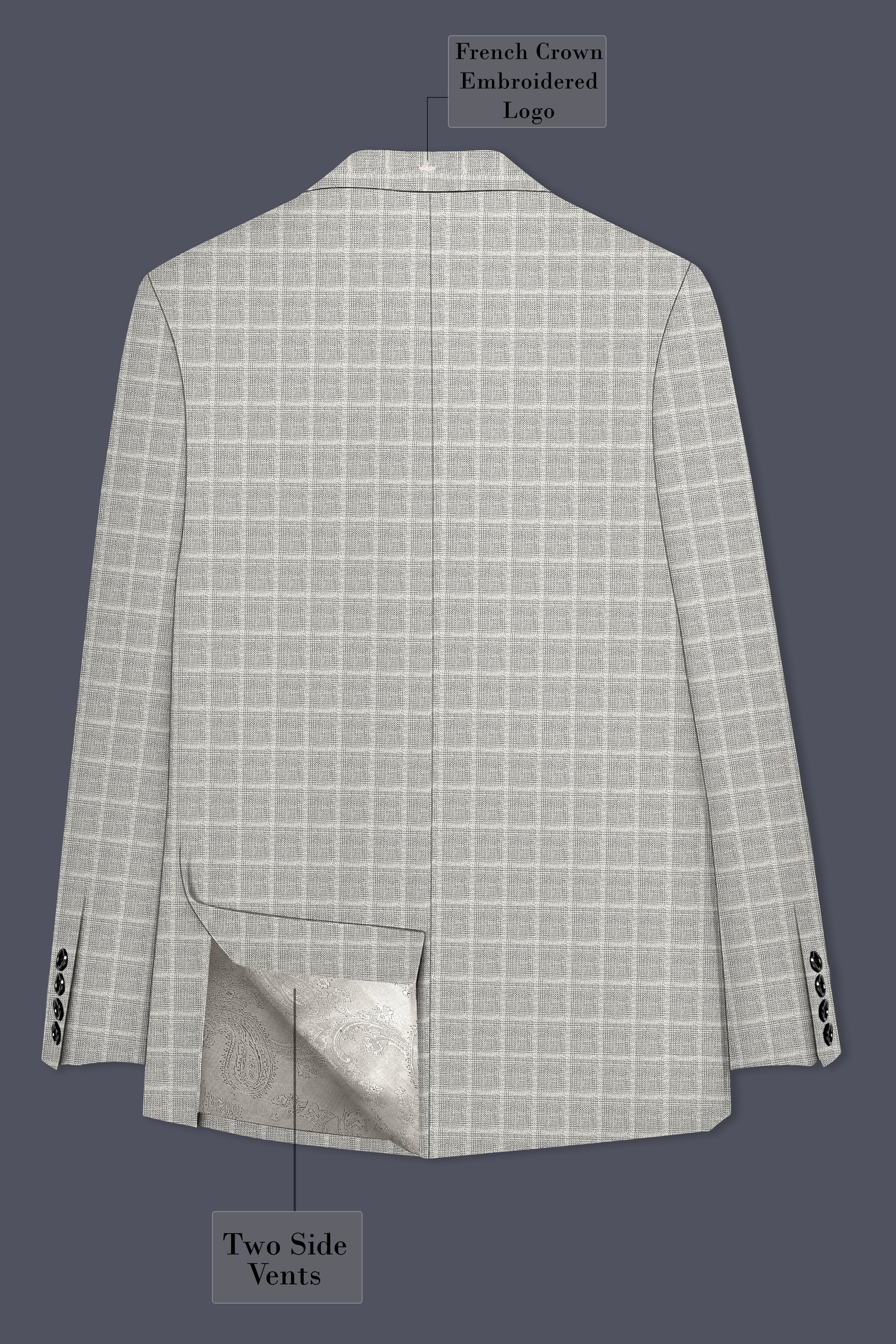 Timberwolf light gray Plaid Double Breasted Suit