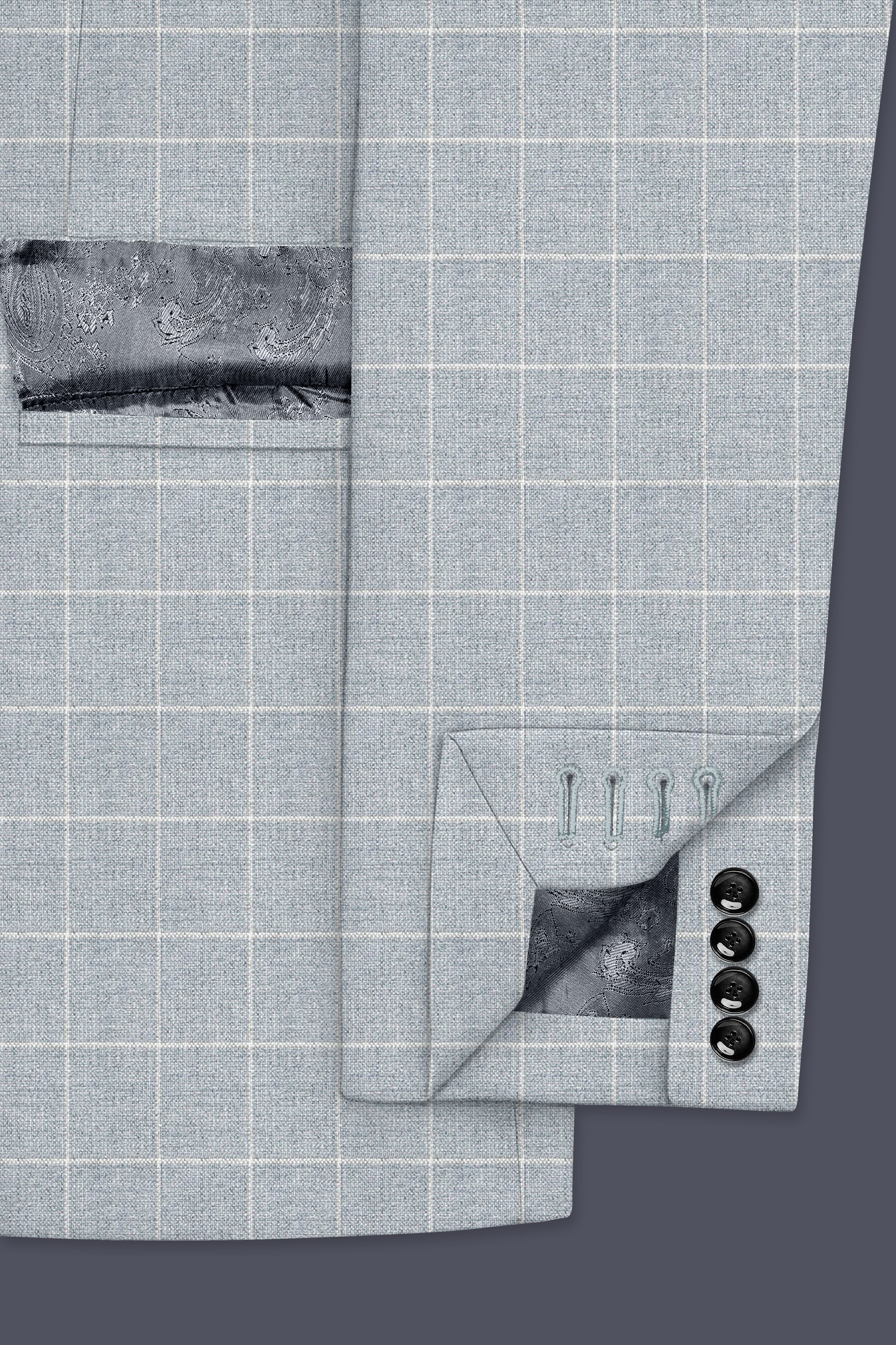 Hurricane Gray Windowpane Double Breasted Suit