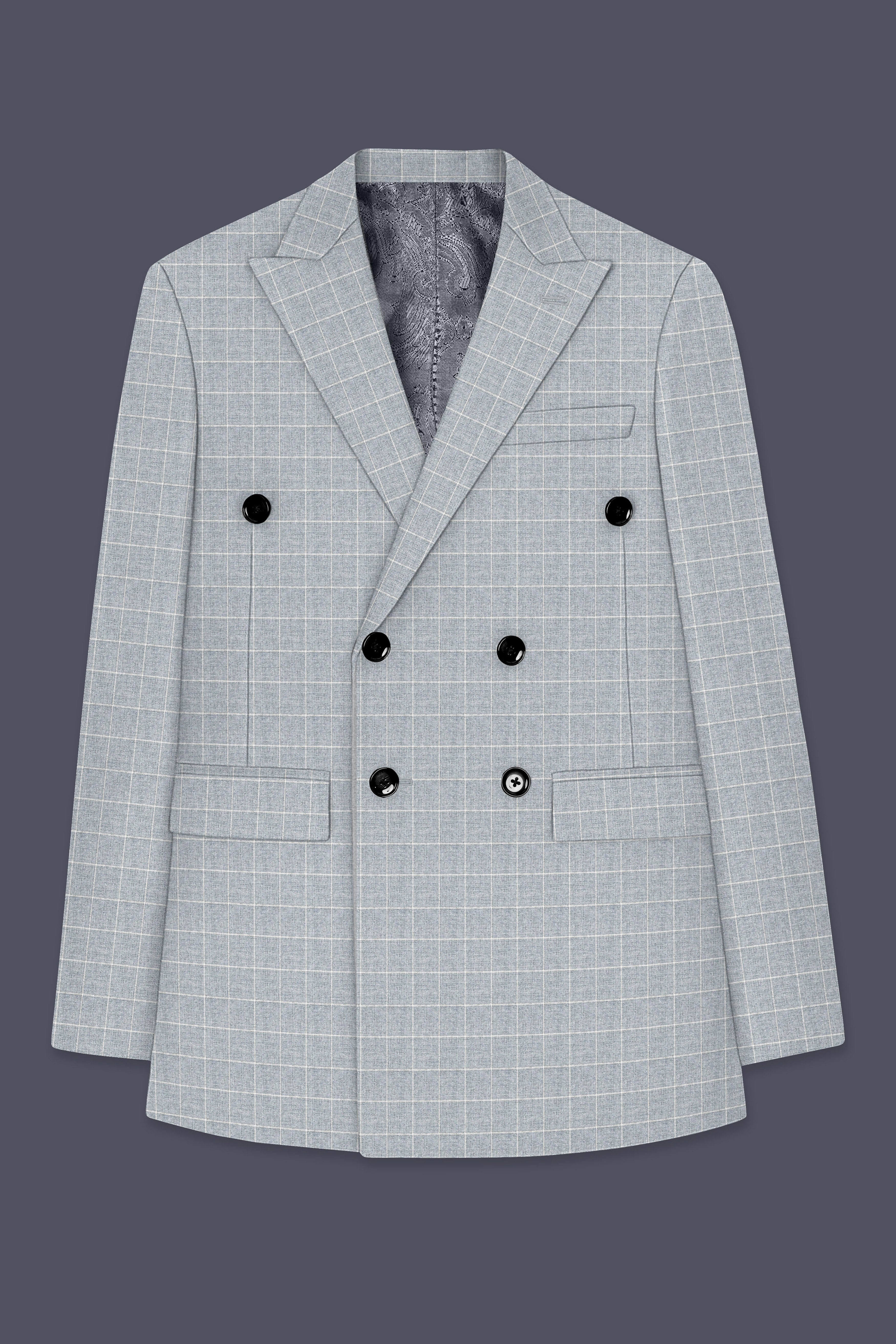Hurricane Gray Windowpane Double Breasted Suit