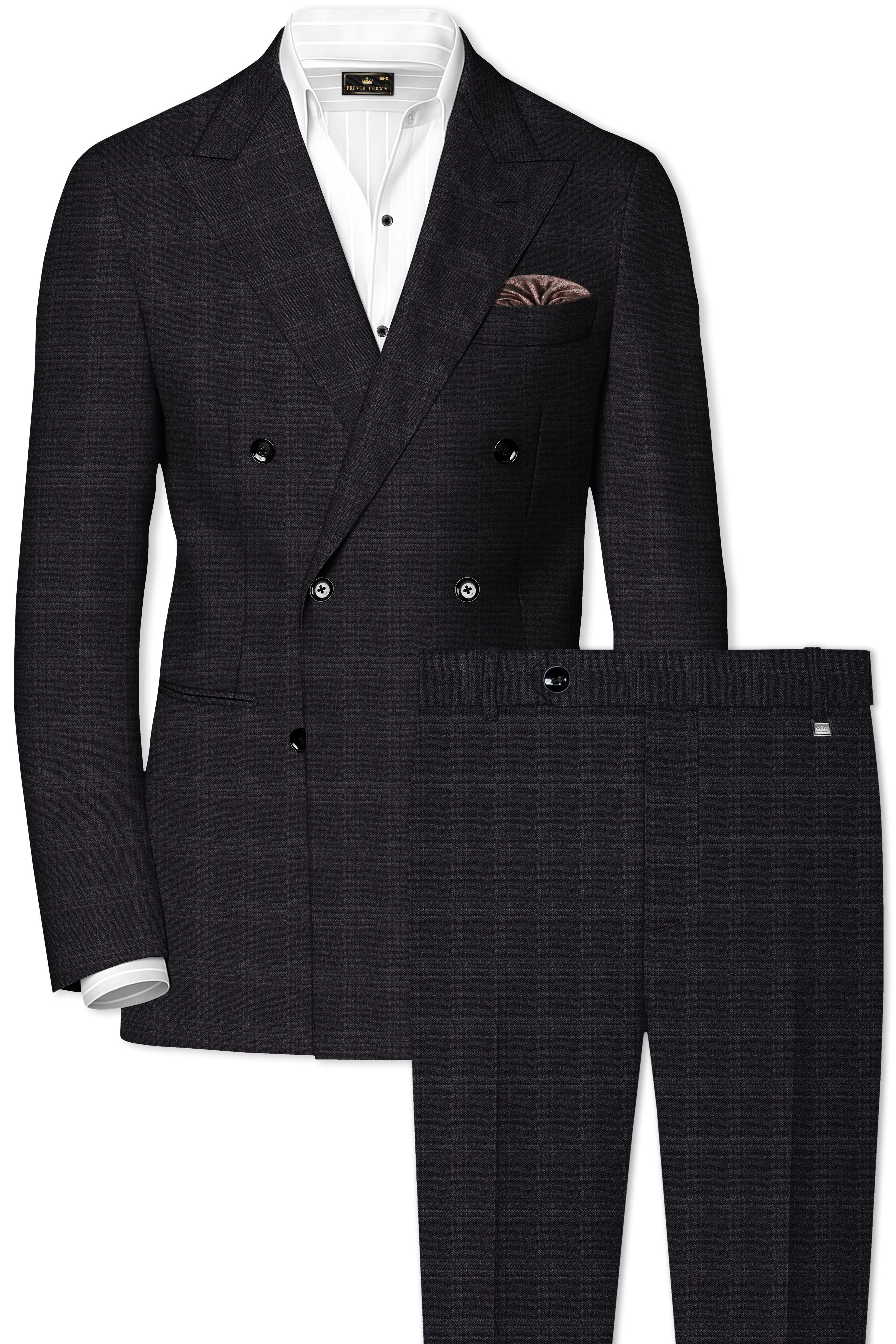 Tuatara Gray Subtle windowpanew Double Breasted Suit