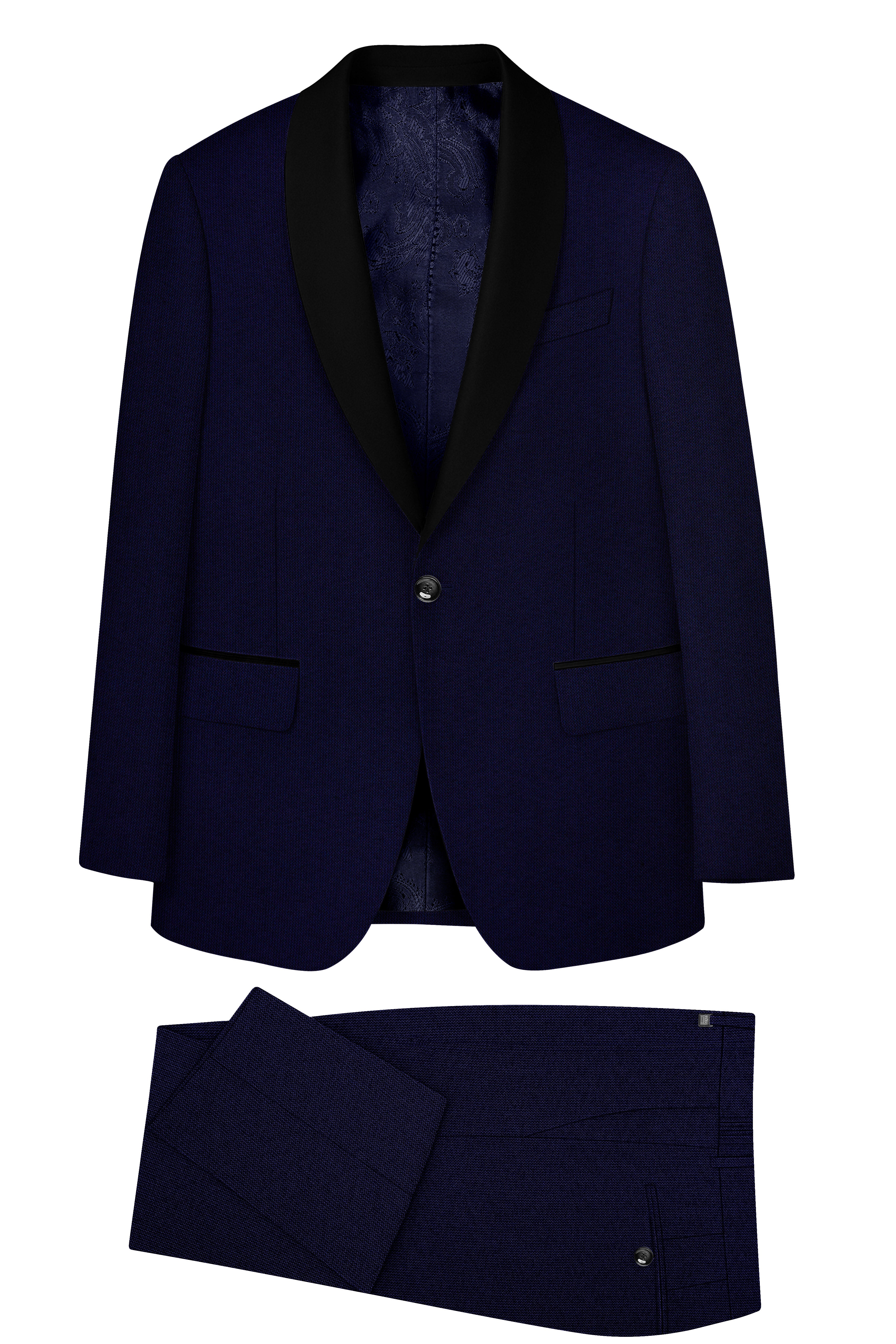 Gunmetal Blue with Black Lapel Tuxedo Suit
