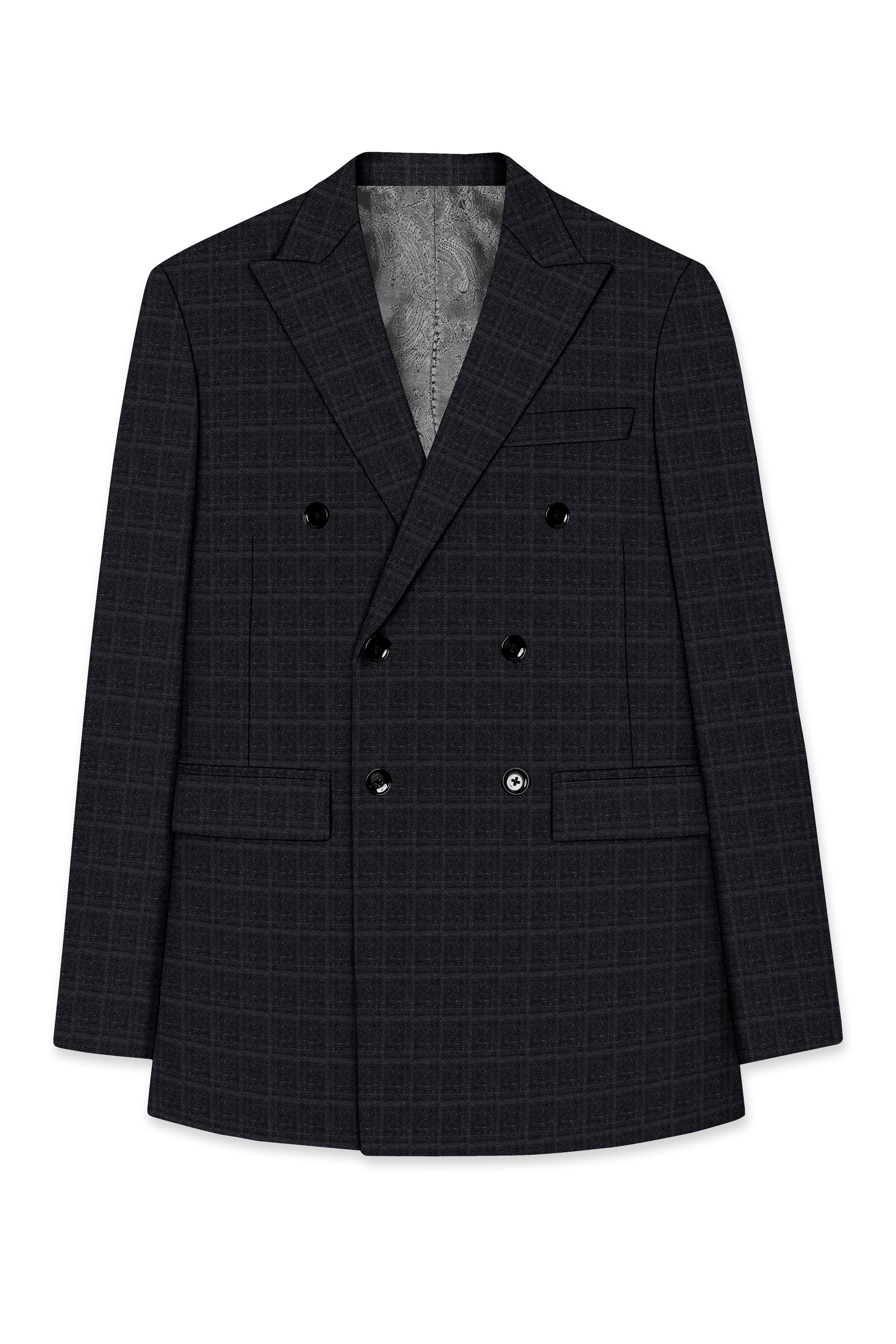 Dune Gray windowpane Double Breasted Suit