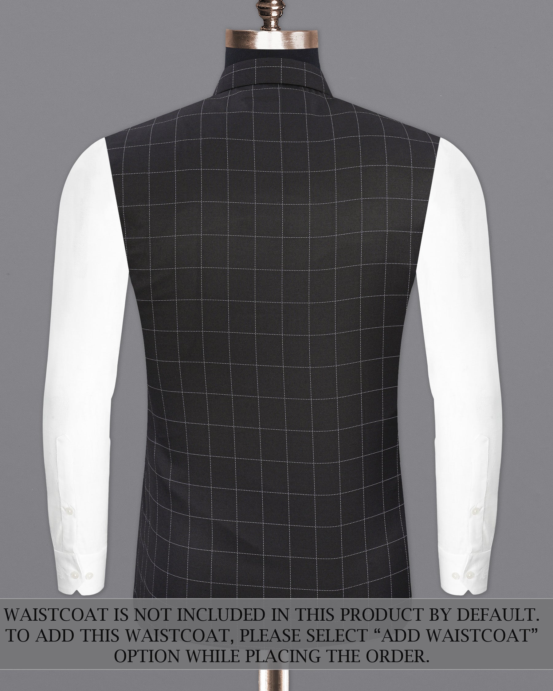 Jade Black windowpane Cross Placket Bandhgala Suit