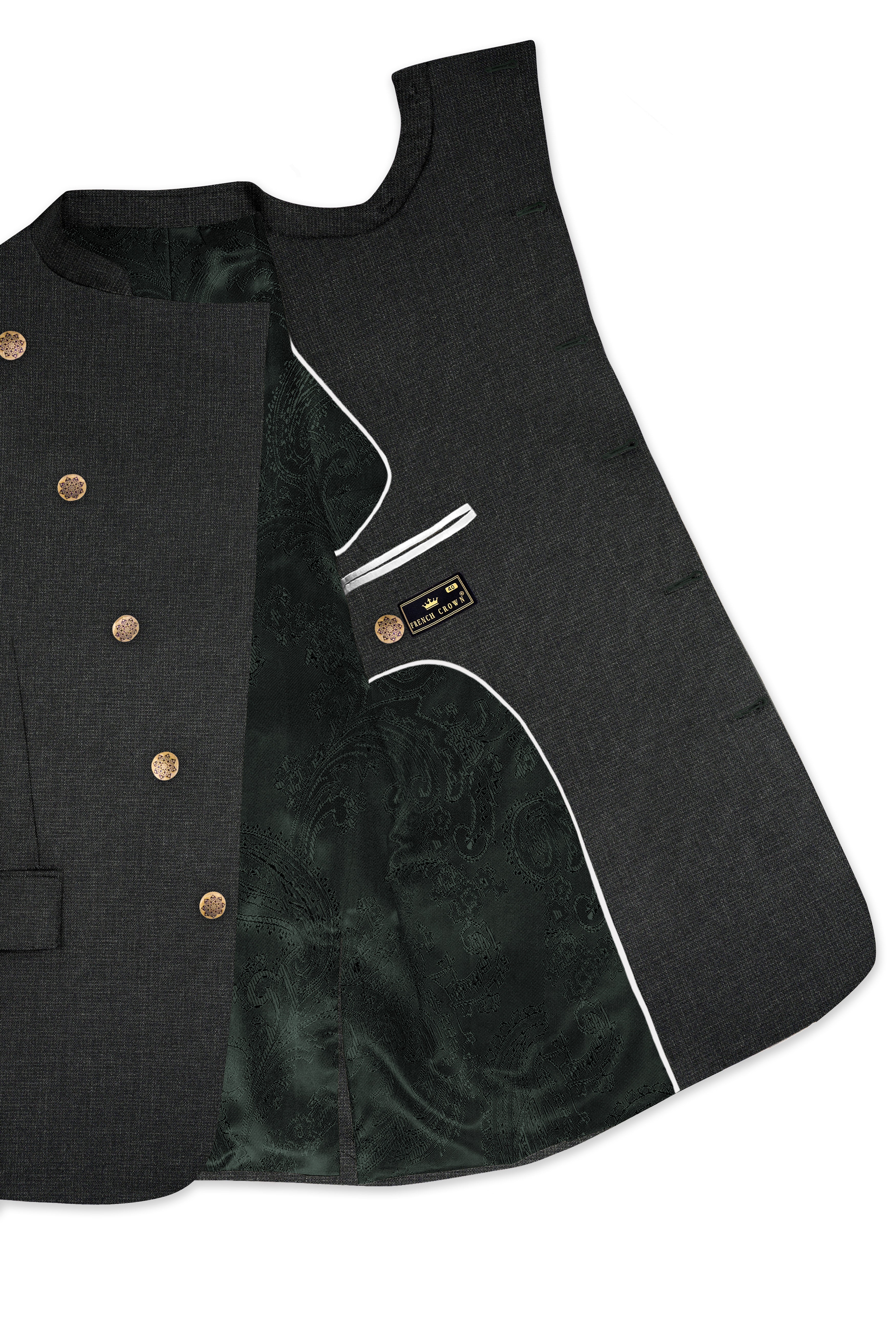 Piano Gray Cross Placket Bandhgala Suit