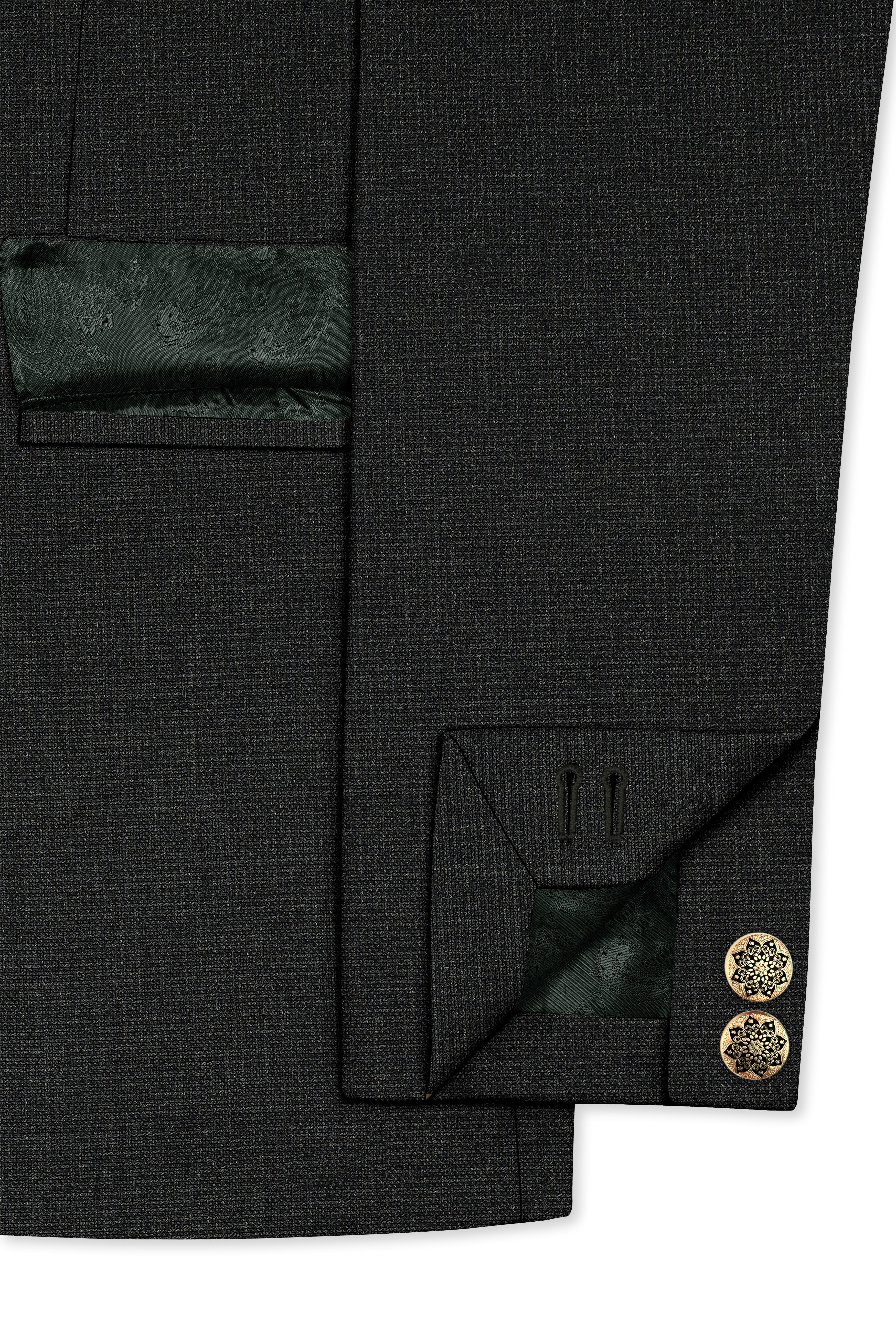 Piano Gray Cross Placket Bandhgala Suit