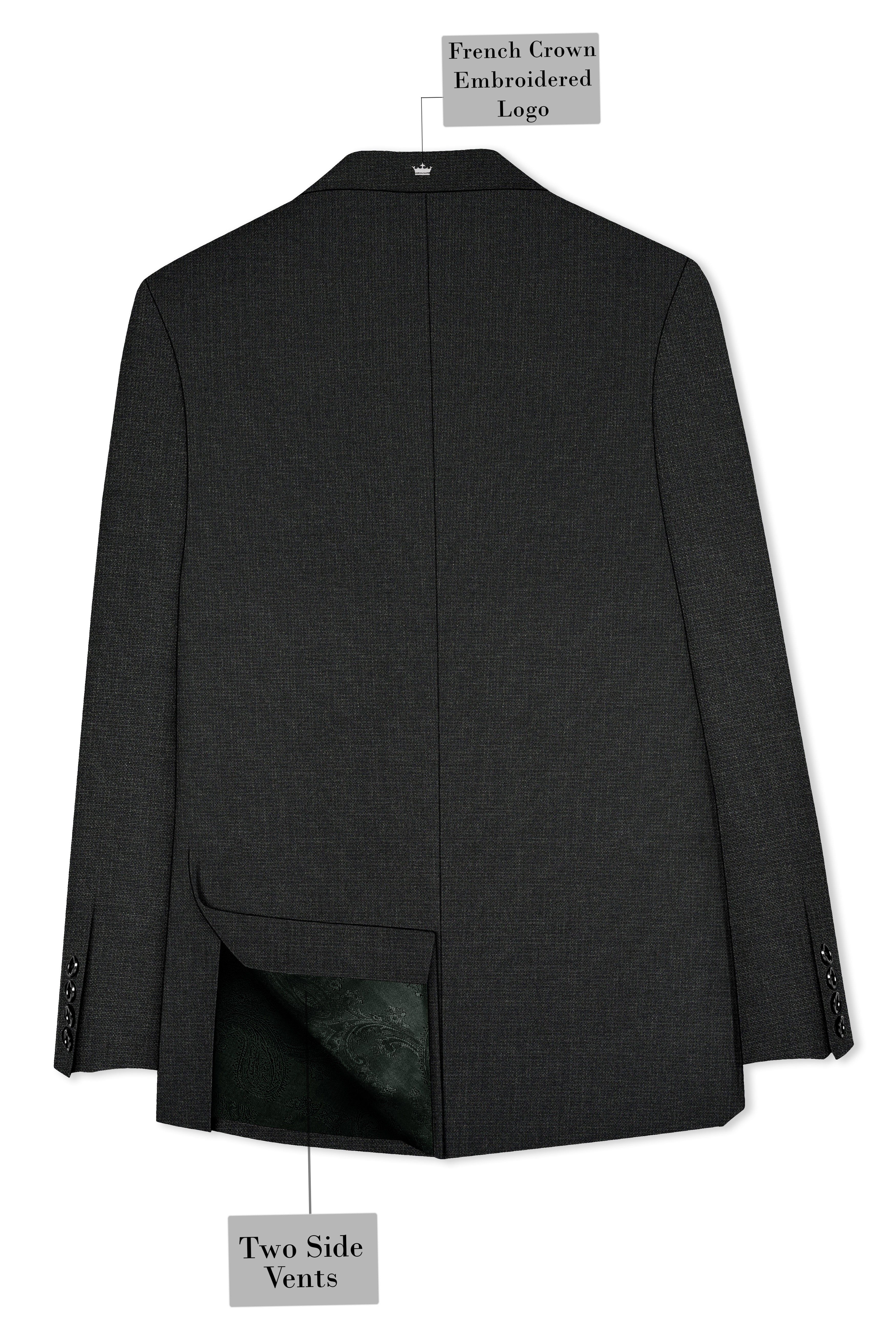 Piano Gray Cross Placket Bandhgala Suit