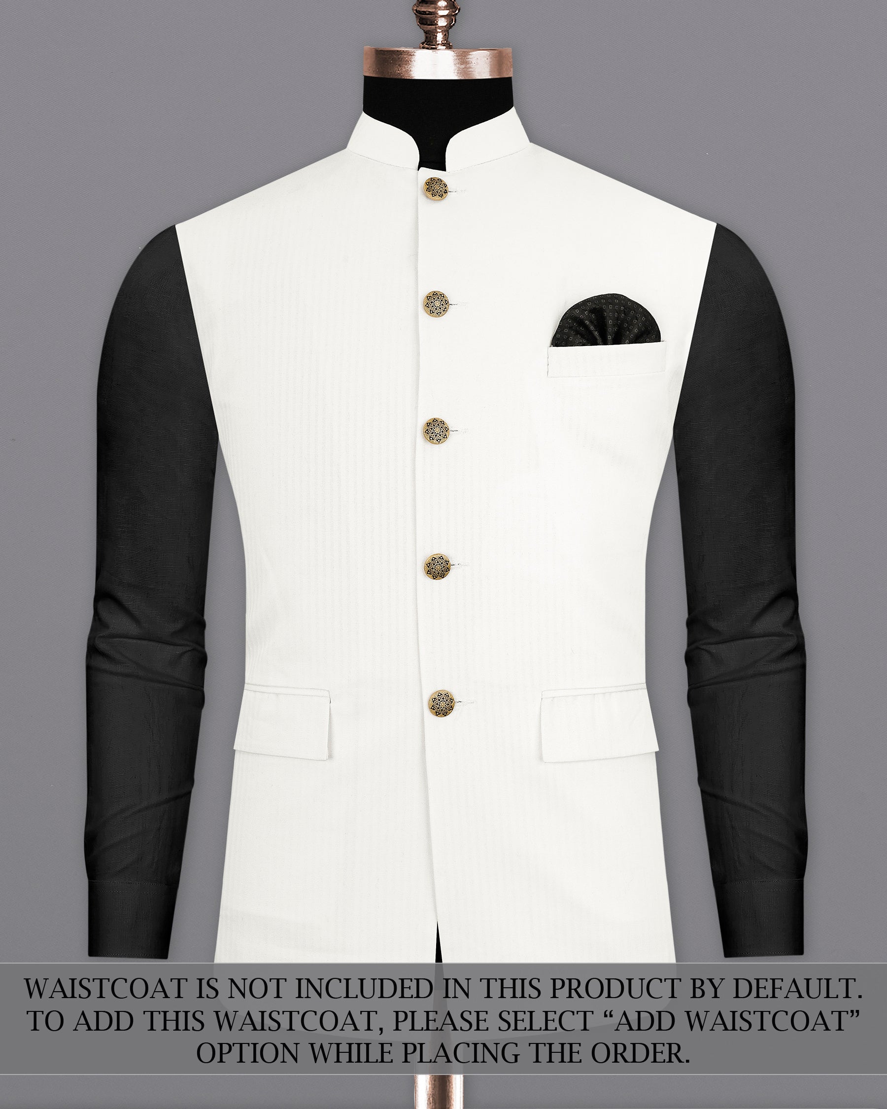 Bright White Cross-Placket Bandhgala Premium Cotton Suit