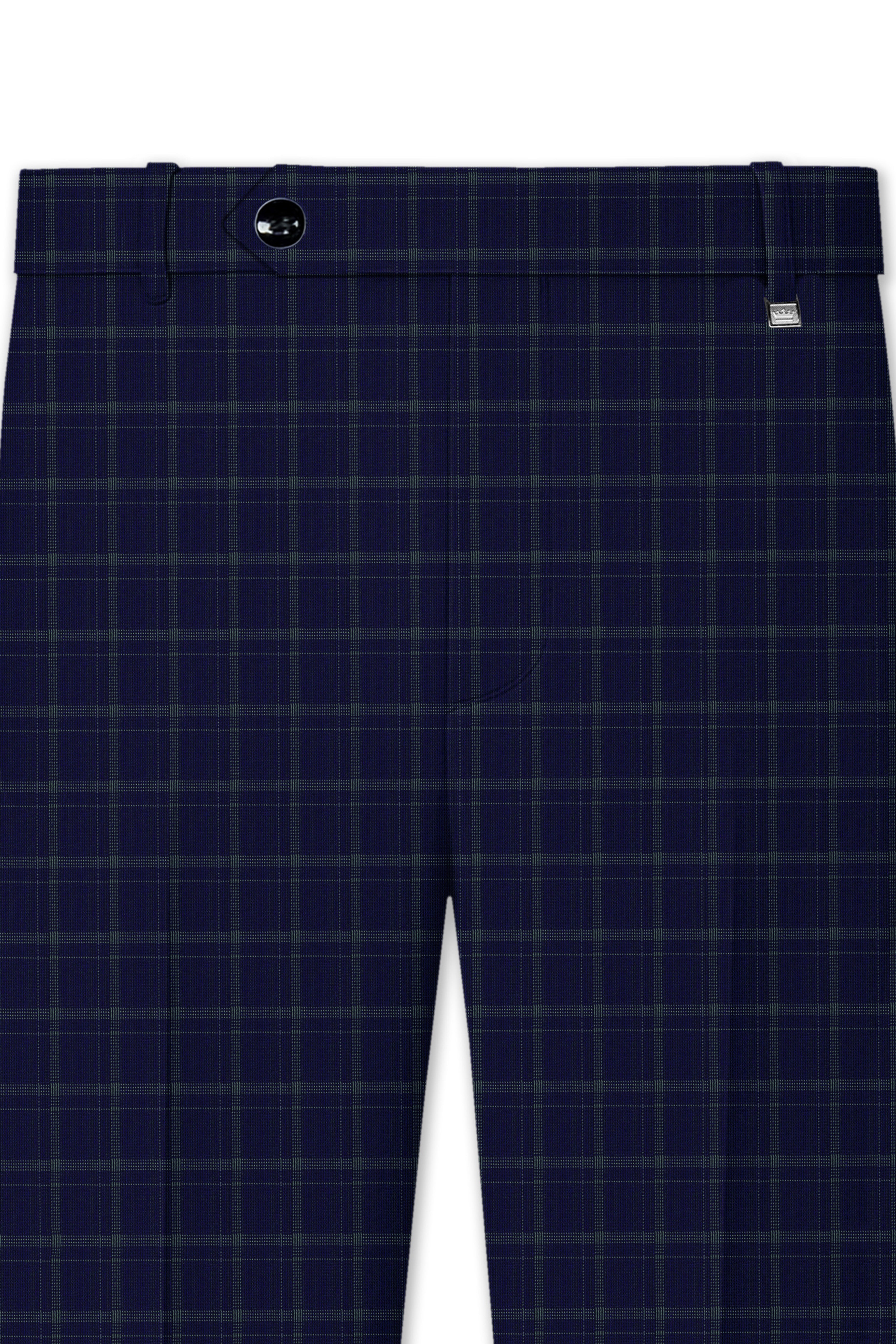 Mulled Wine Blue With Casper Gray Checkered Cross Placket Bandhgala Suit