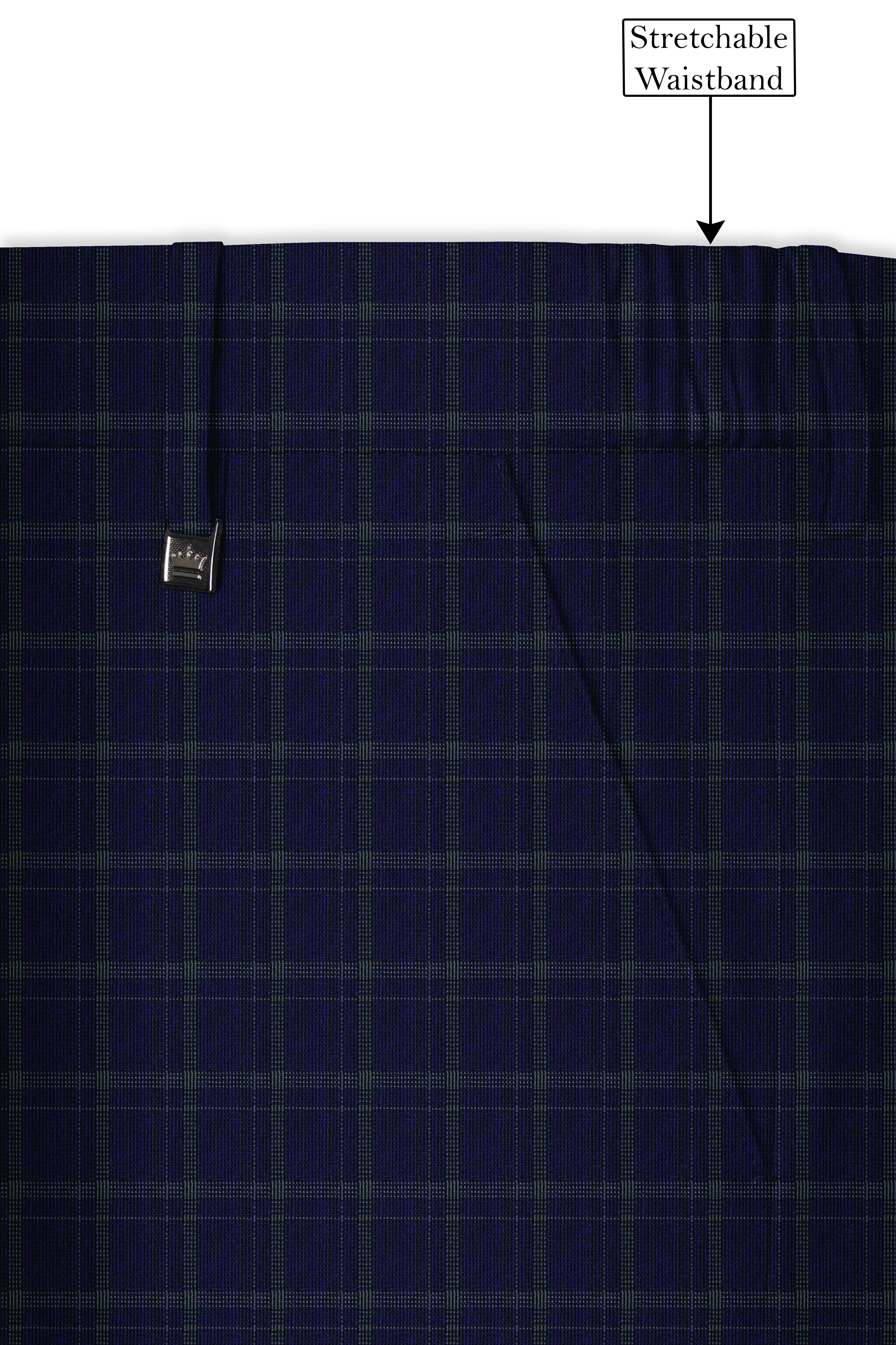 Mulled Wine Blue With Casper Gray Checkered Cross Placket Bandhgala Suit