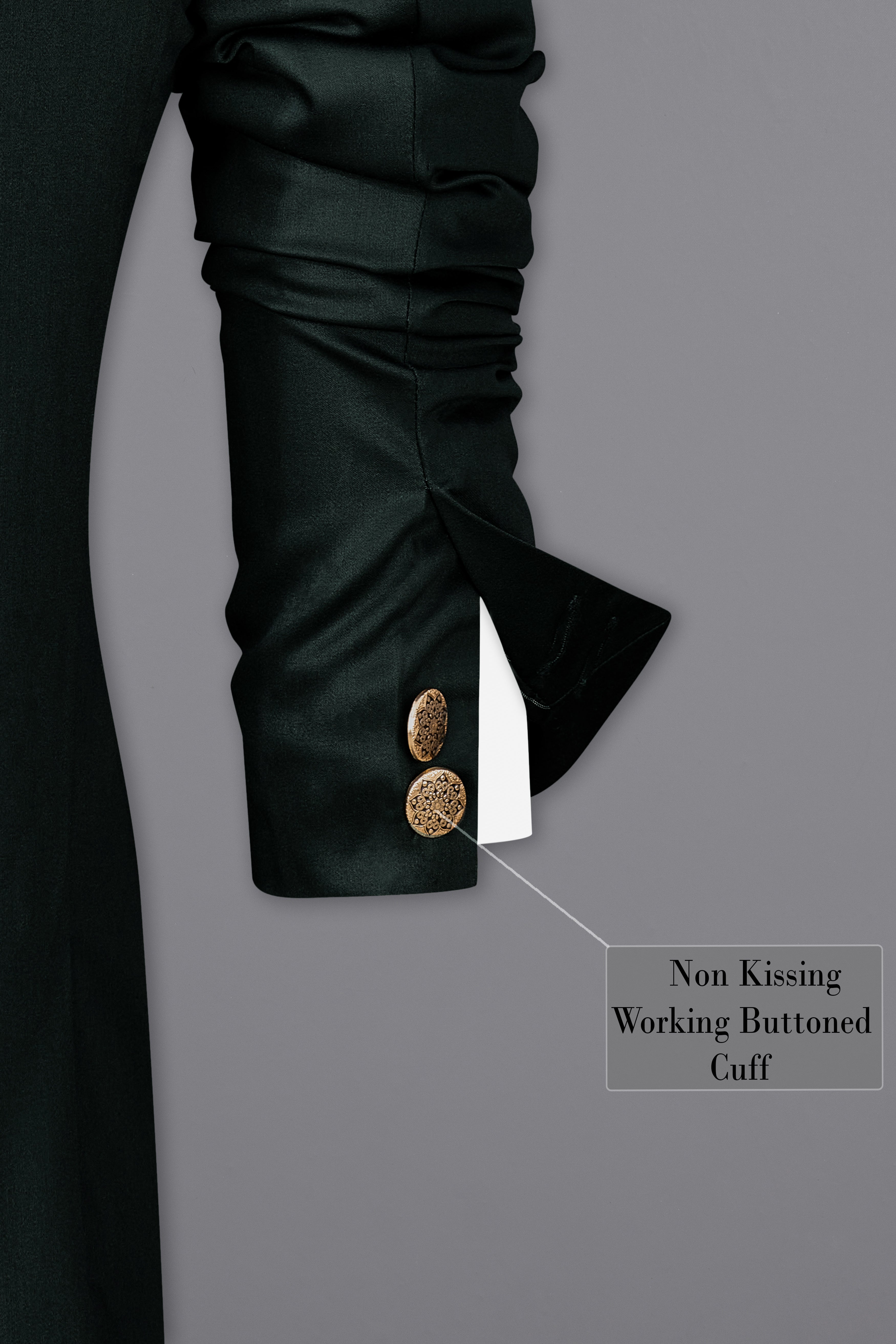 Juniper Green Subtle Sheen Bandhgala/Mandarin Suit