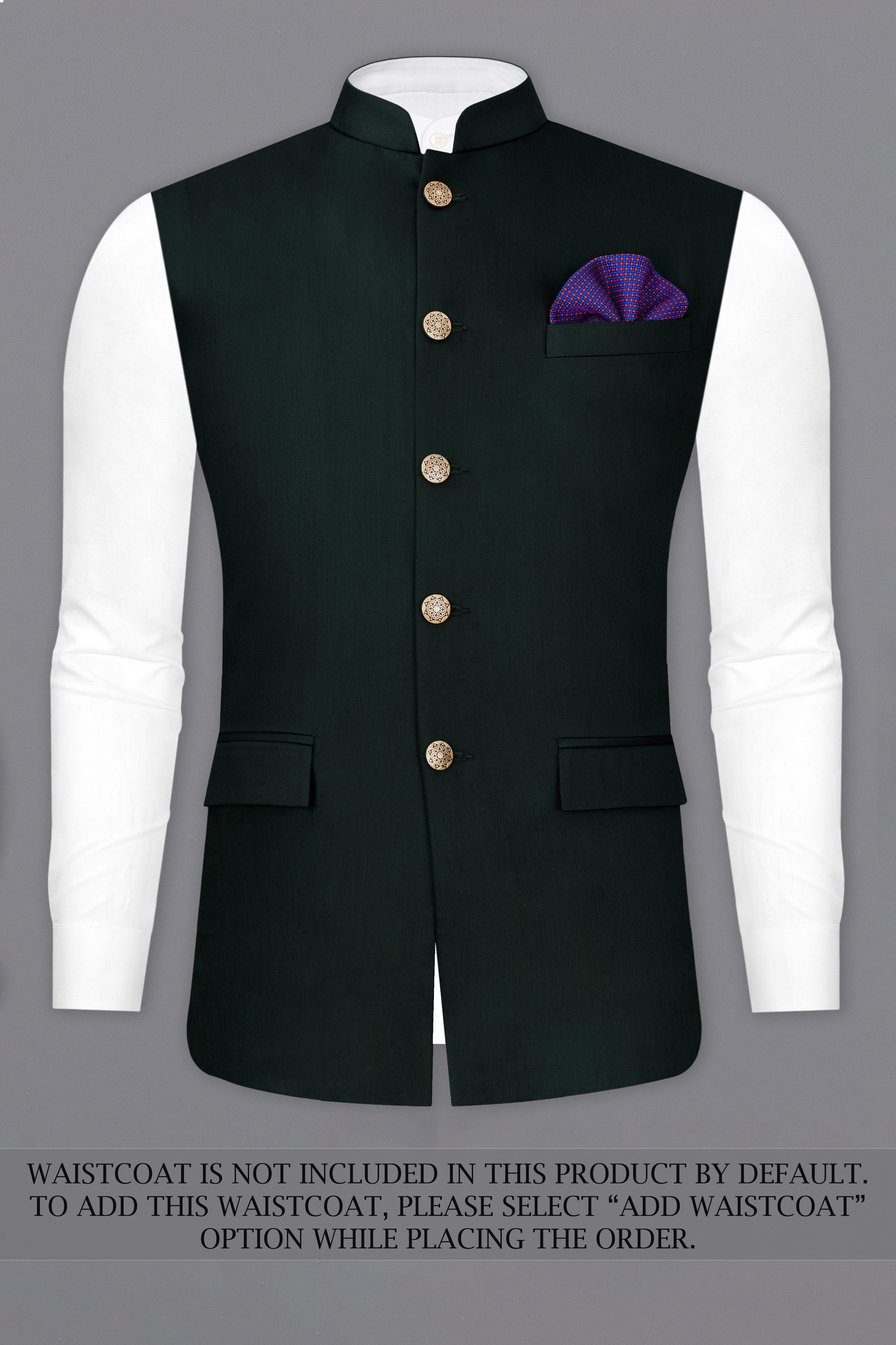 Juniper Green Subtle Sheen Bandhgala/Mandarin Suit