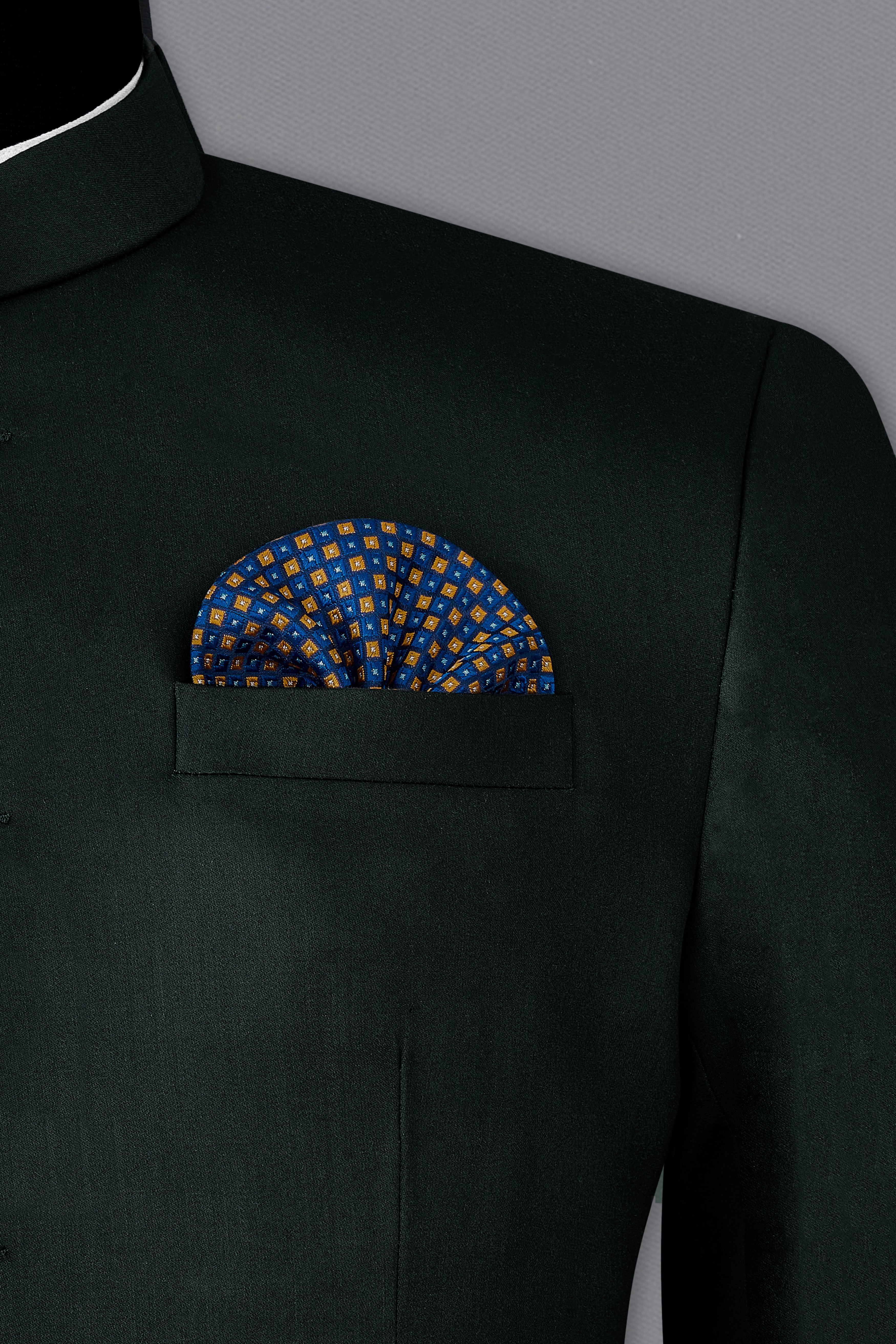 Juniper Green Subtle Sheen Bandhgala/Mandarin Suit
