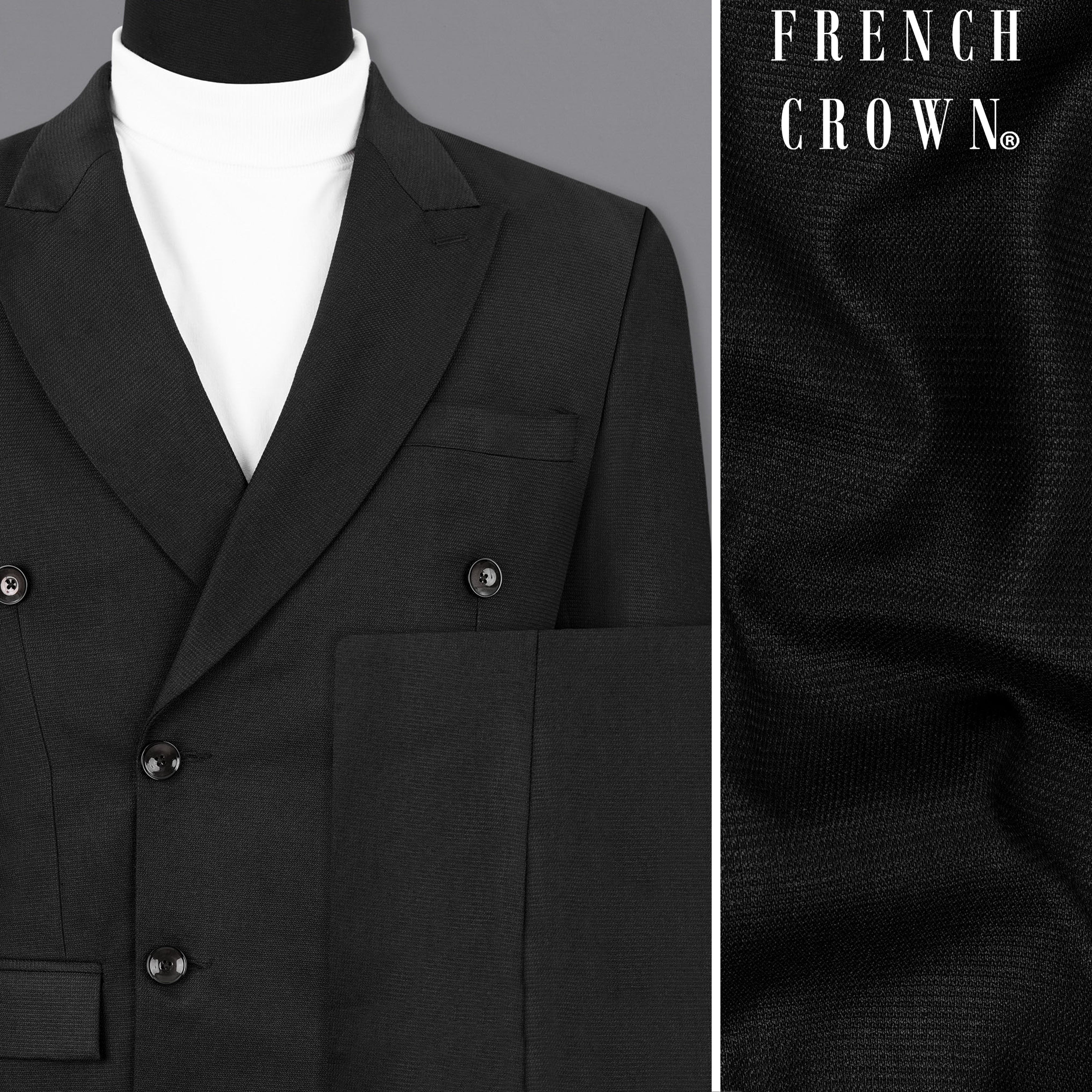 Melanzane Jade Black Double Breasted Suit