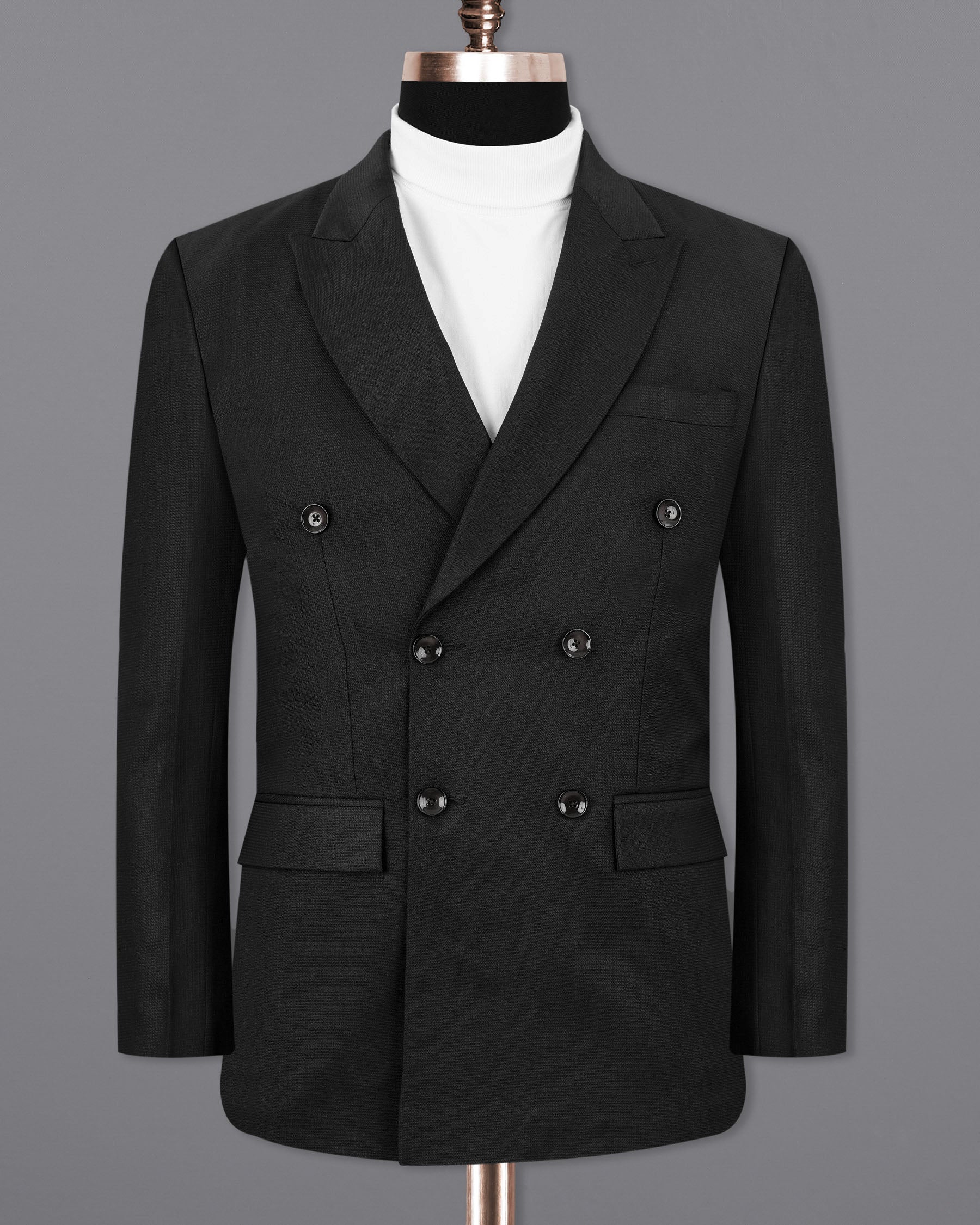 Melanzane Jade Black Double Breasted Suit