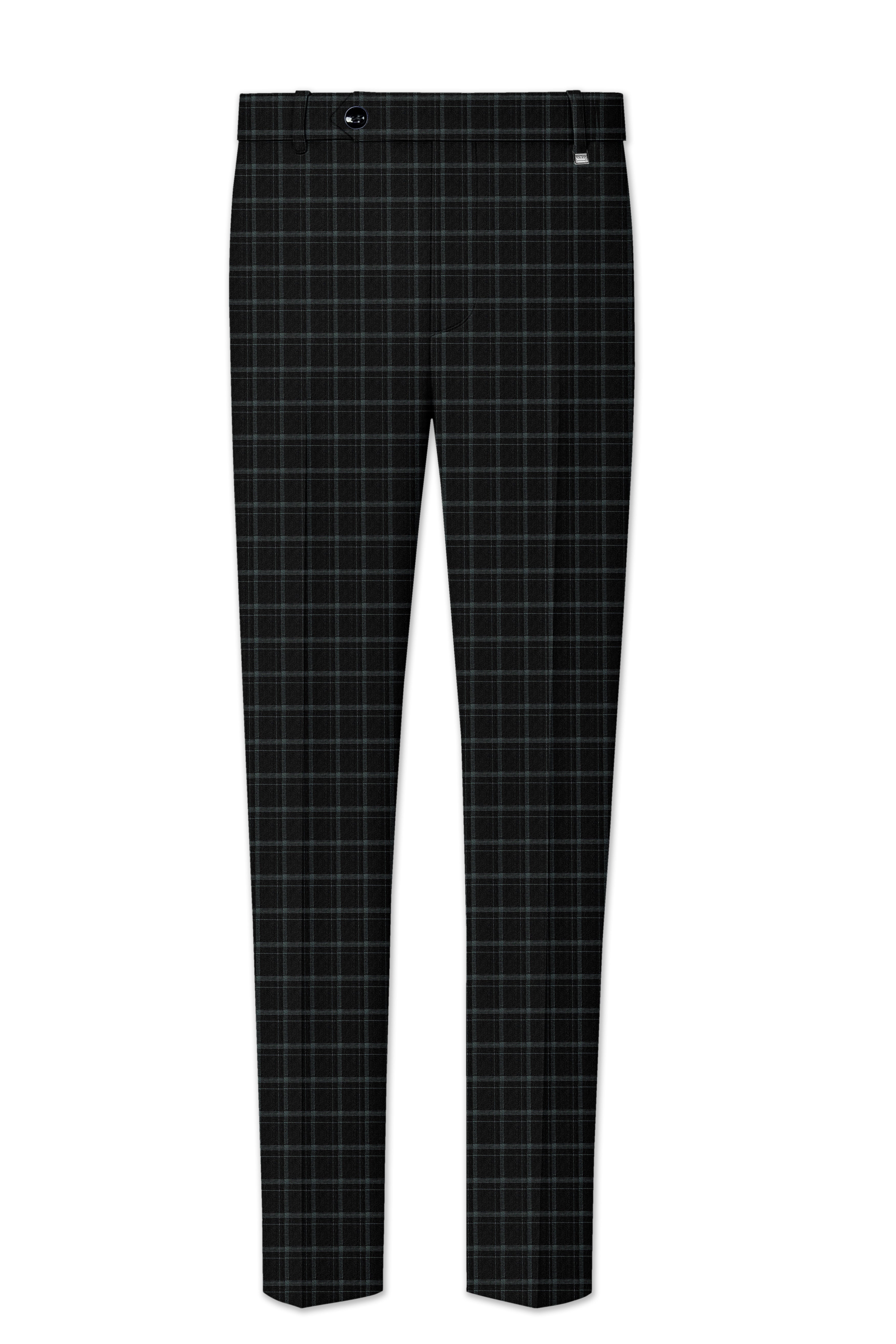 Cape God Gray windowpane Cross Bandhgala Suit