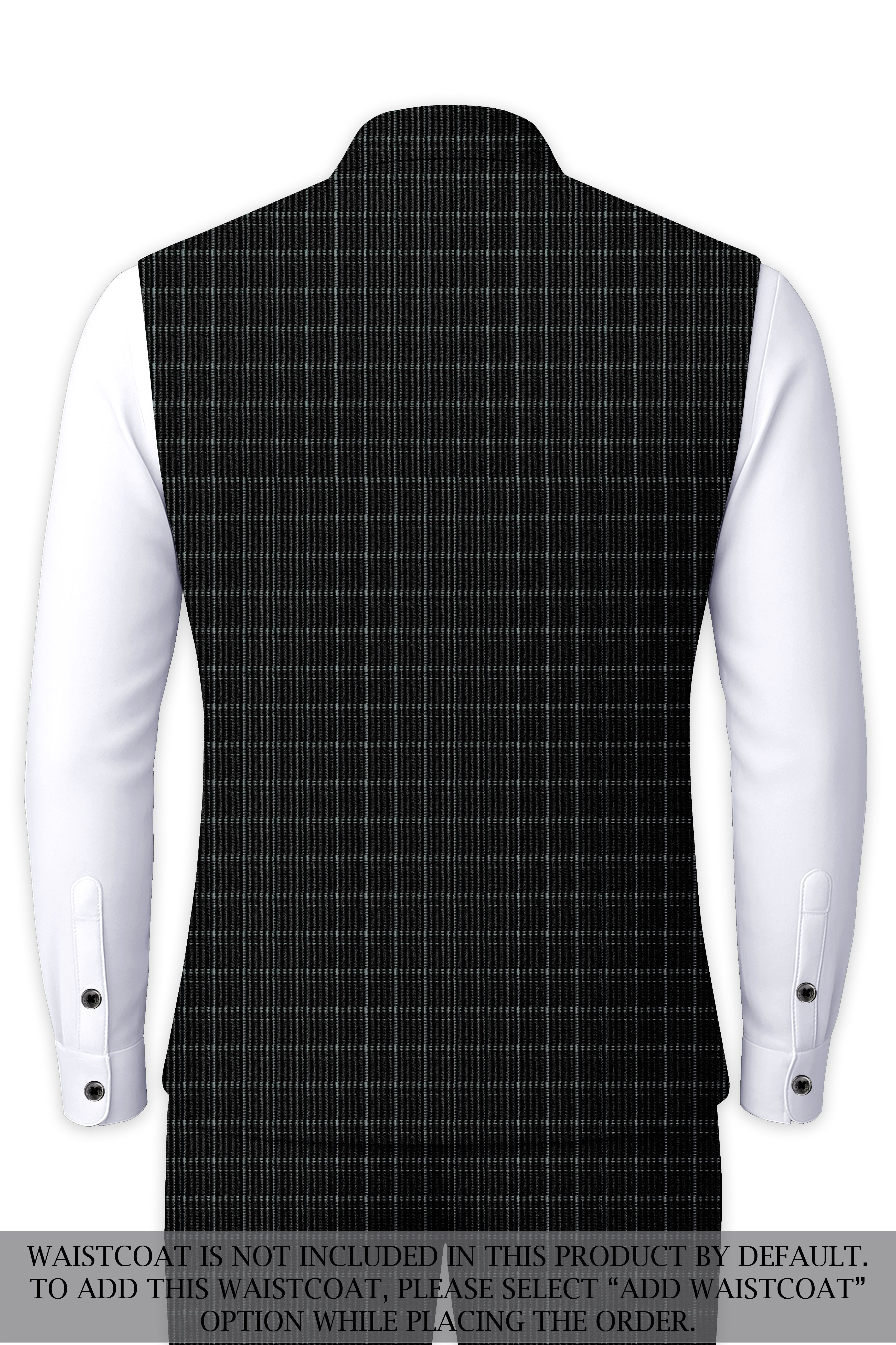 Cape God Gray windowpane Cross Bandhgala Suit