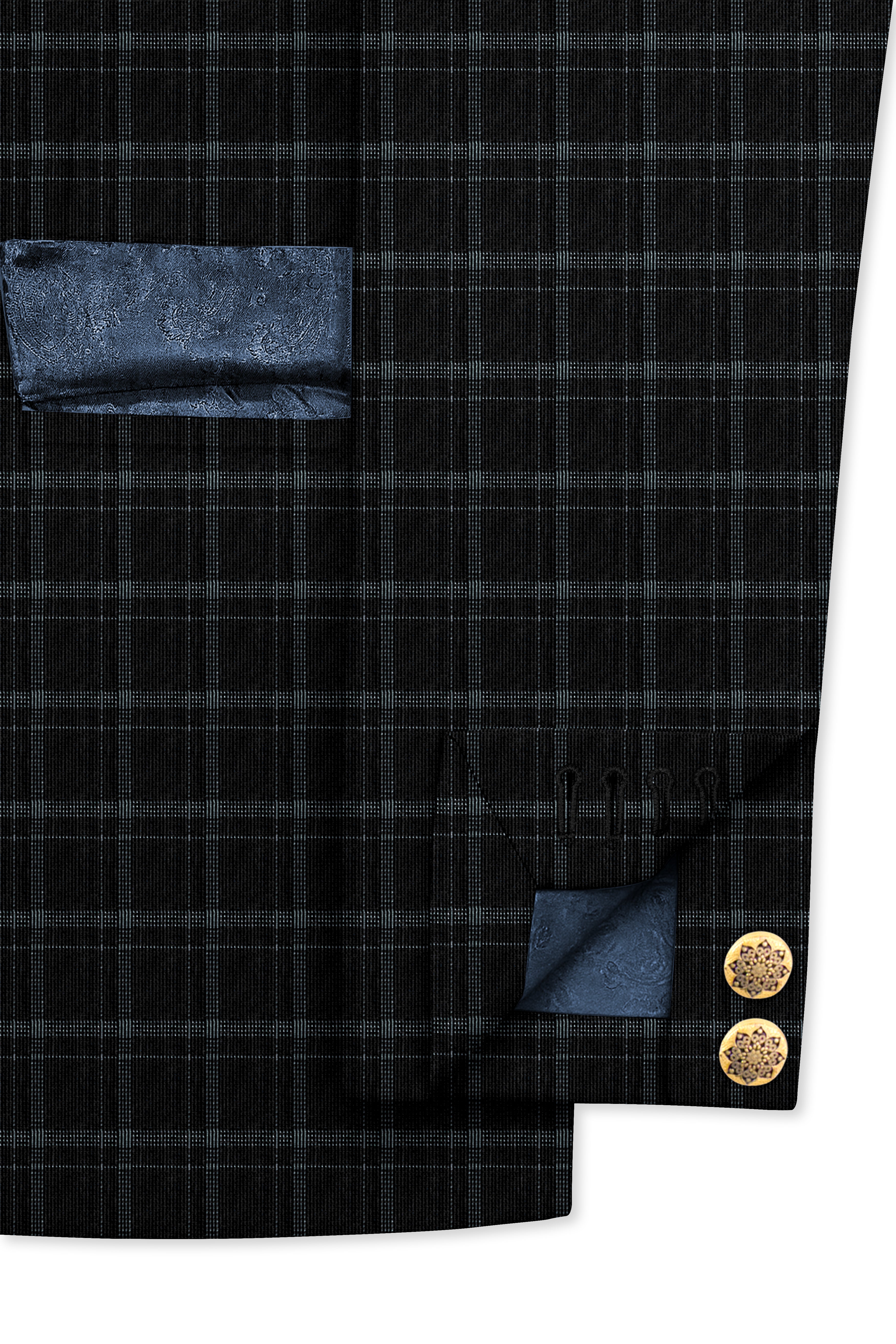 Cape God Gray windowpane Cross Bandhgala Suit