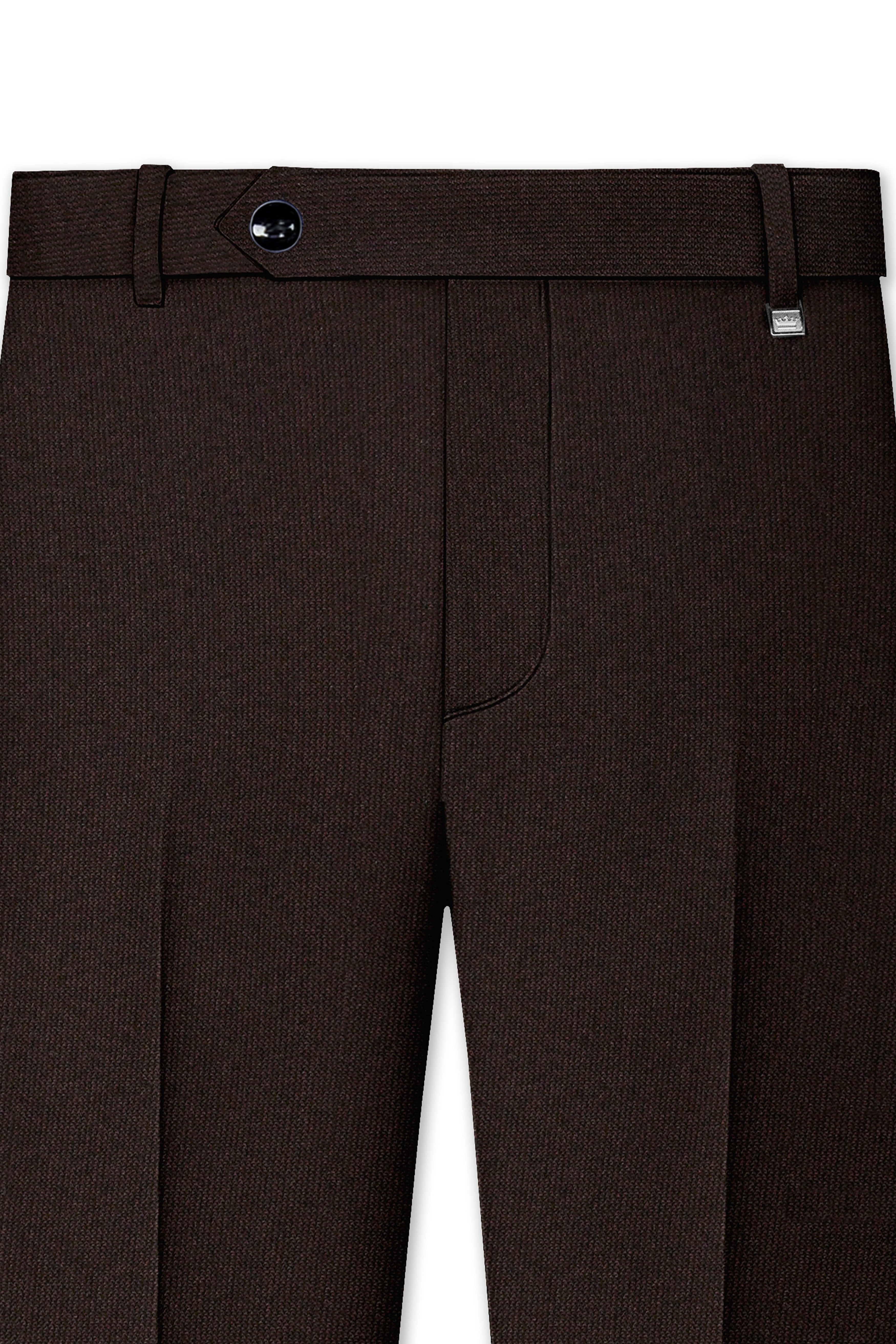 English Walnut Brown Cross Placket Bandhgala Suit