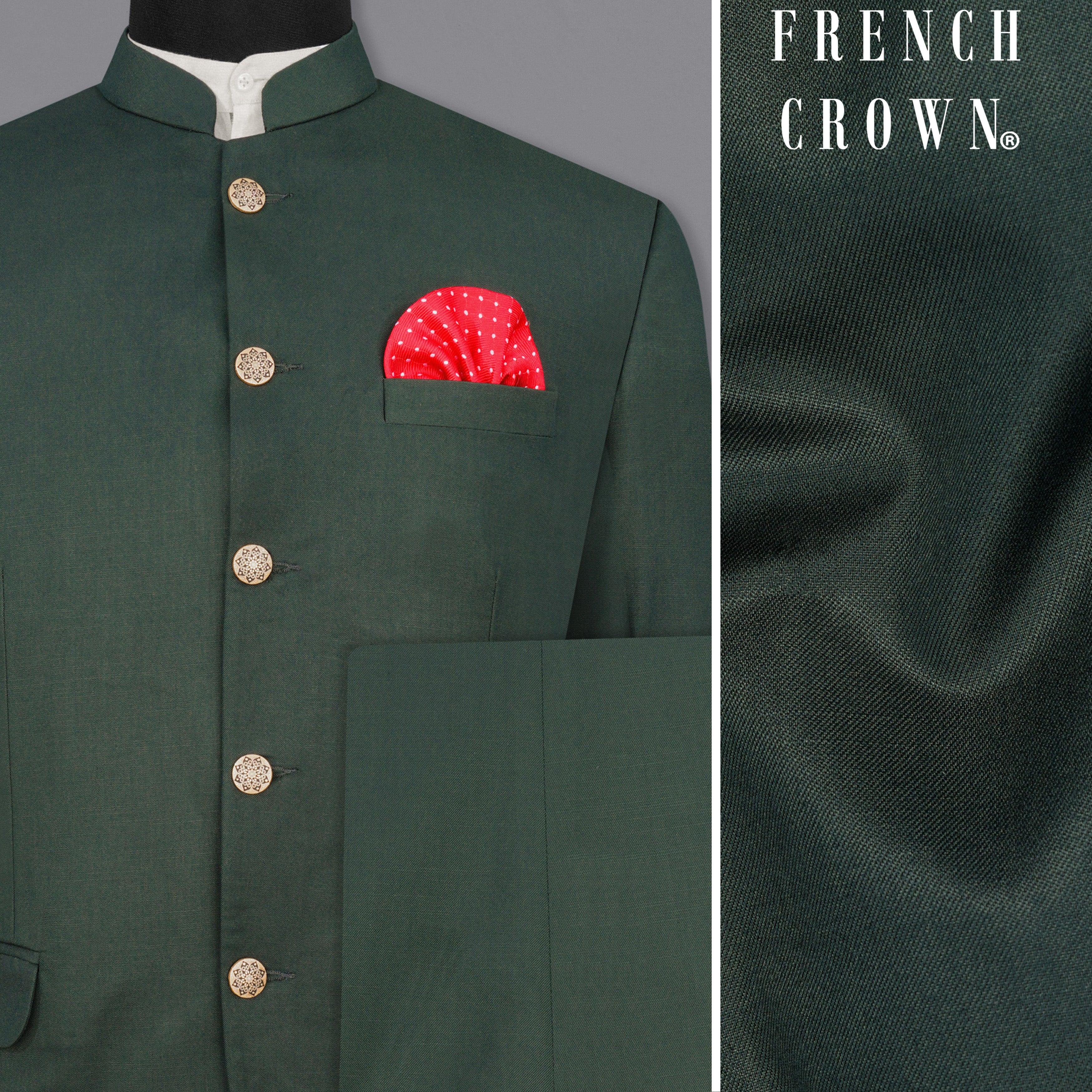 Mine Shaft Green Bandhgala Suit