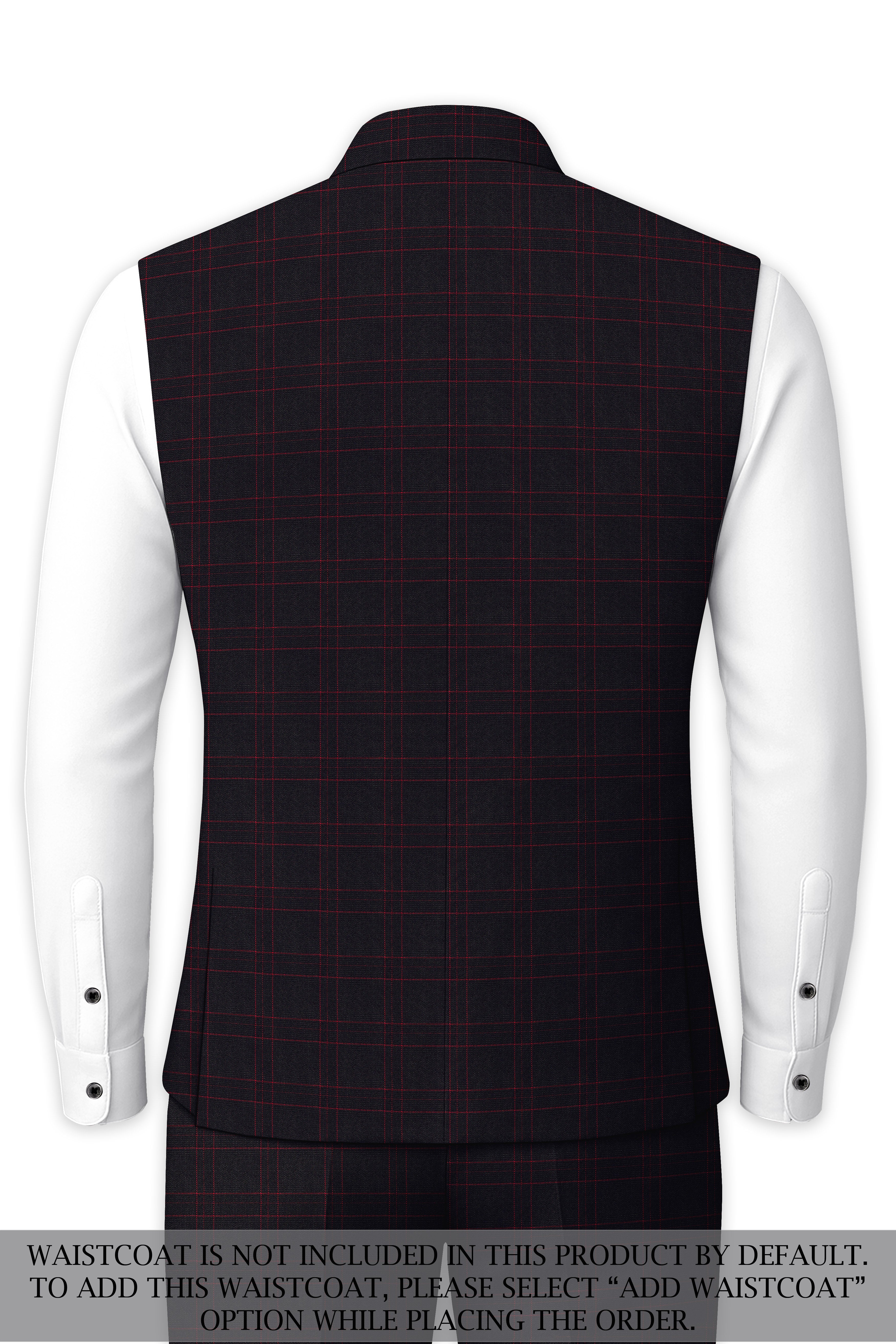 Onyx Black windowpane Cross Placket Bandhgala Suit