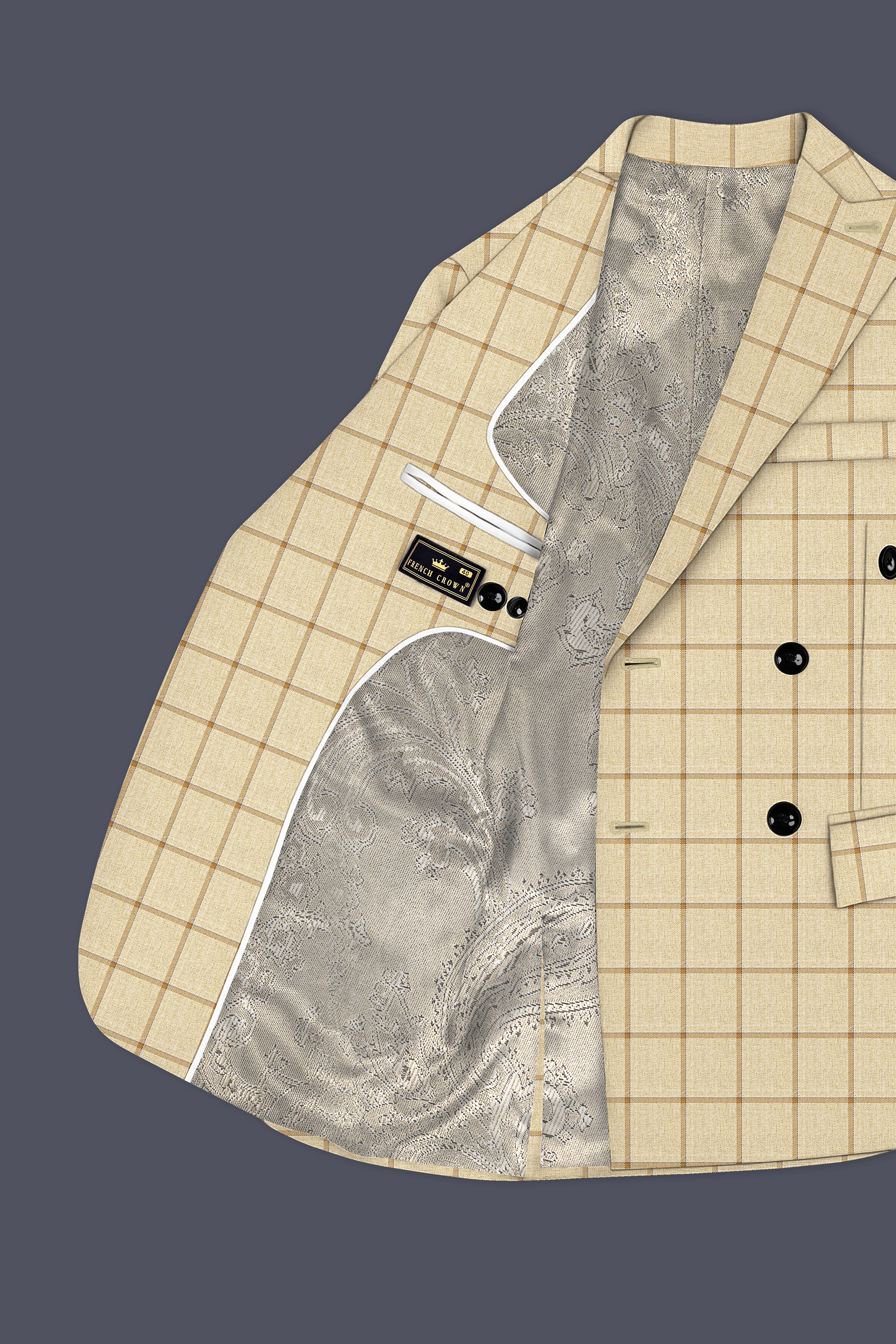 Rodeo Dust Brown Windowpane Double Breasted Suit