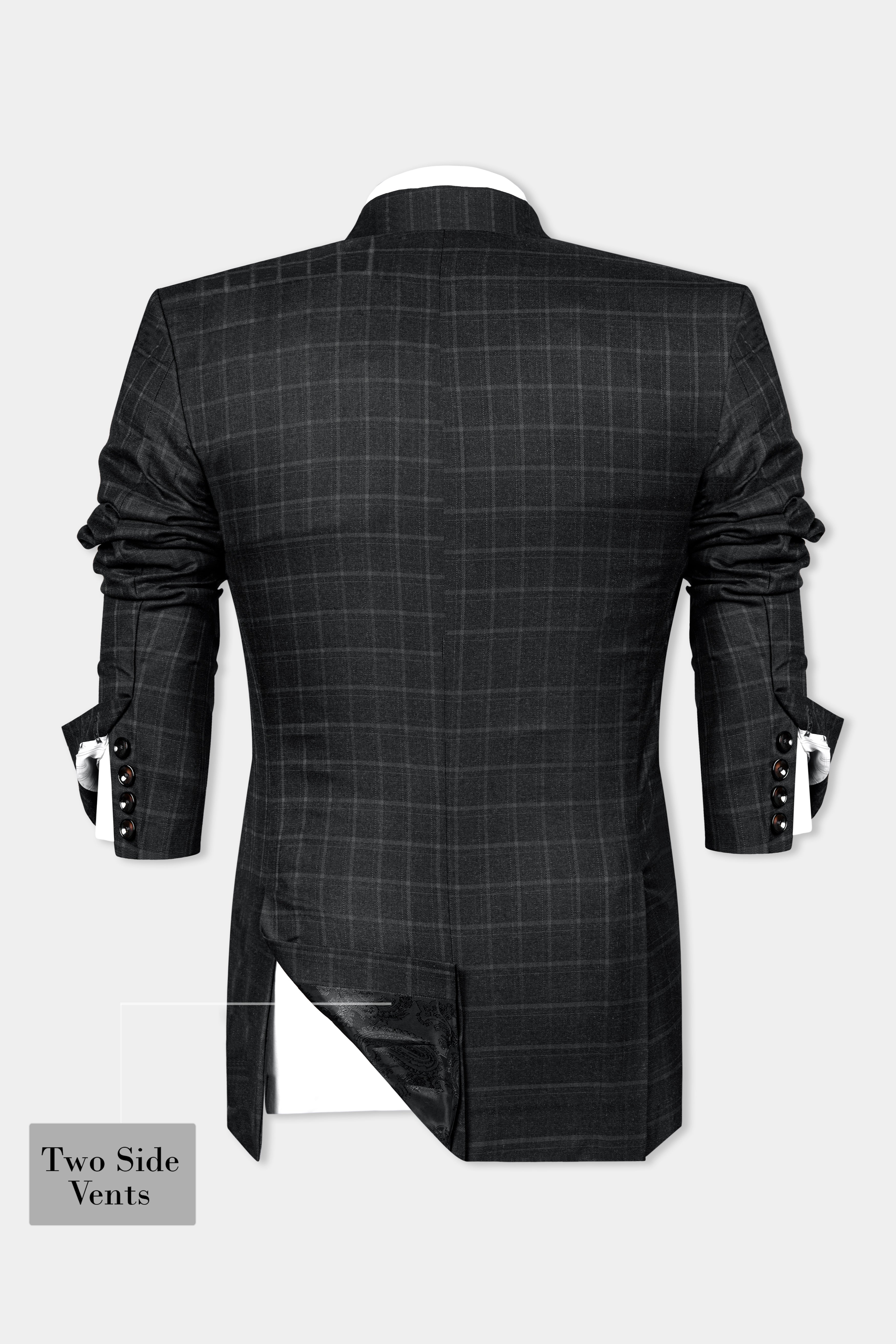 Zeus Light Black Windowpane Double Breasted Suit