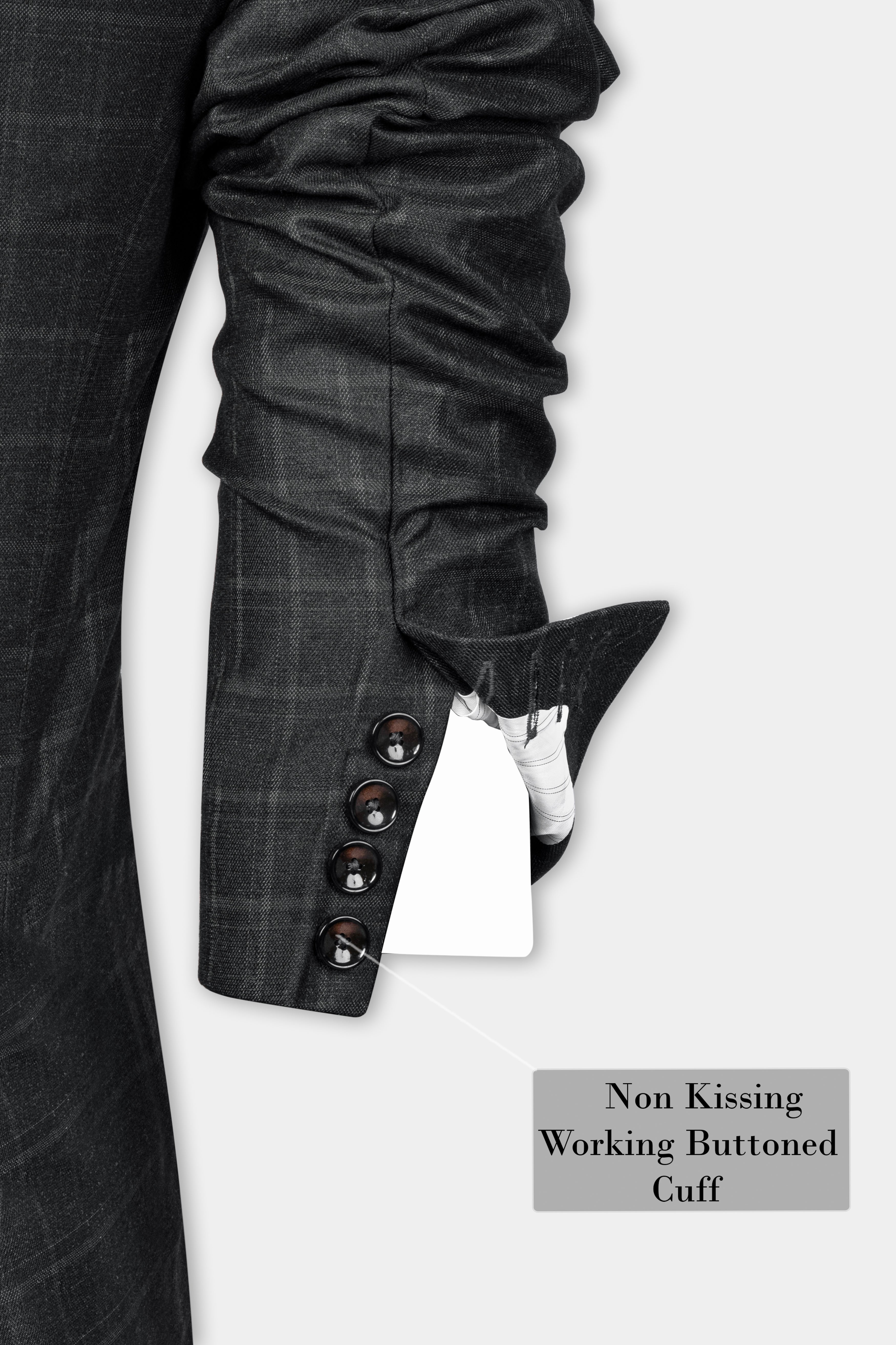 Zeus Light Black Windowpane Double Breasted Suit