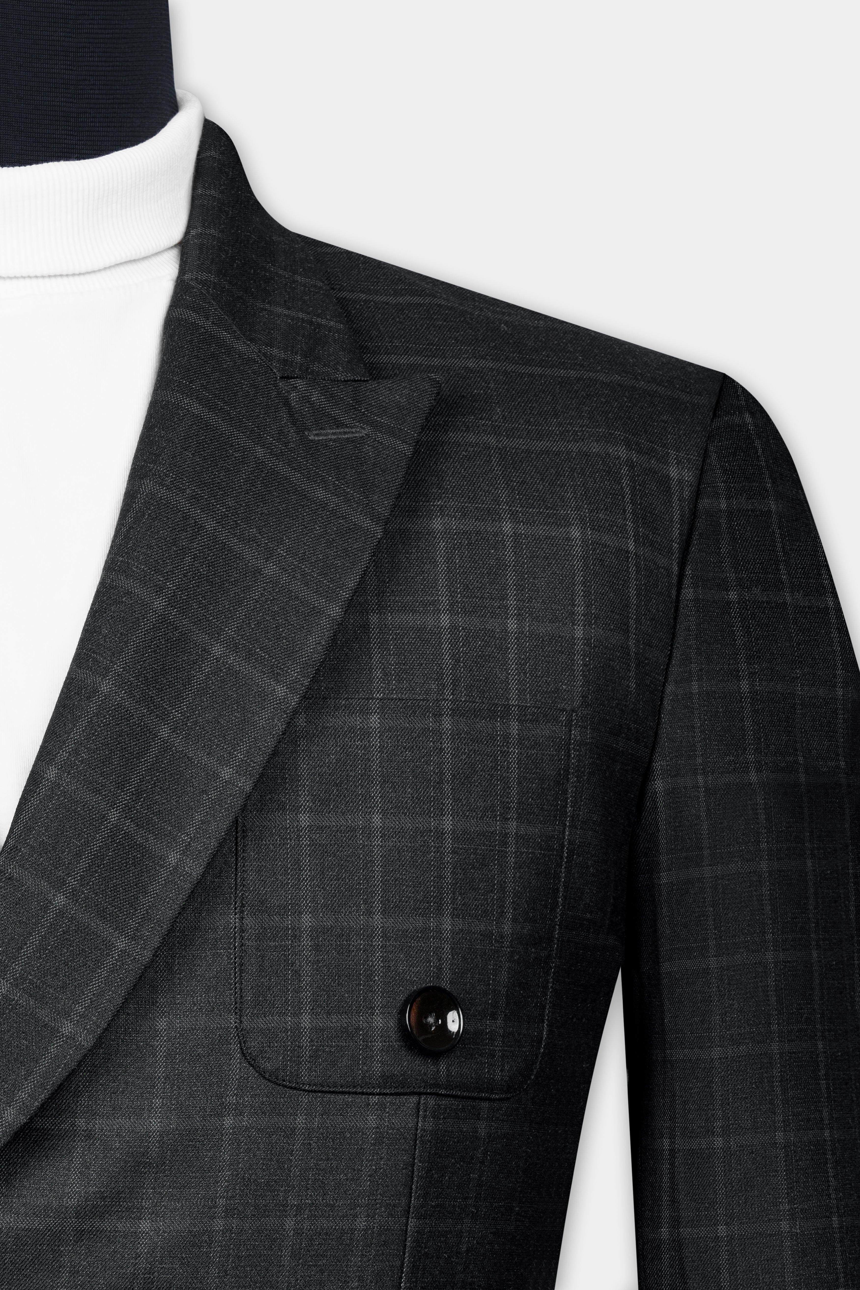 Zeus Light Black Windowpane Double Breasted Suit