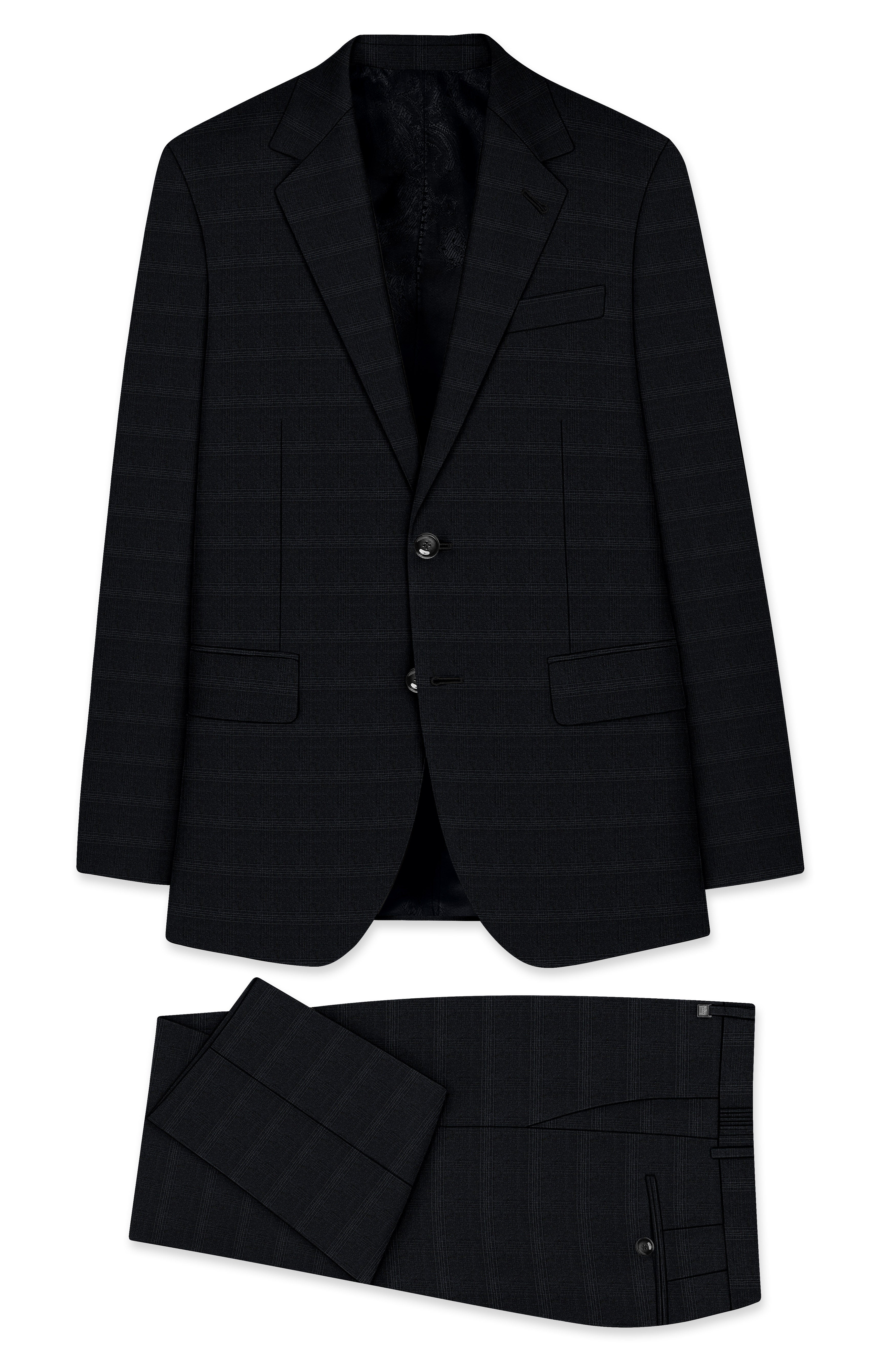 Thunder Black Plaid Single Breasted Suit