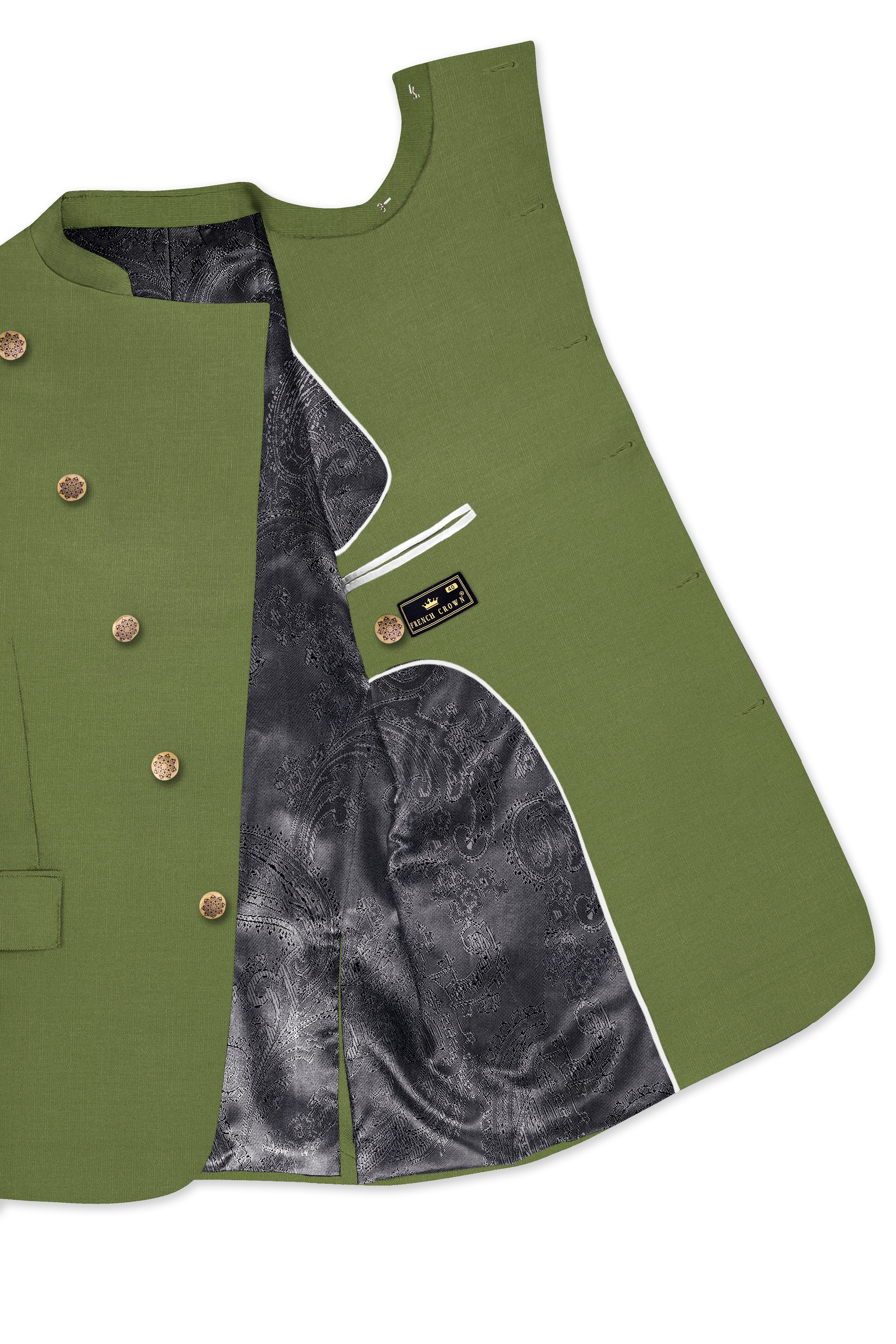 Cactus Green Cross Placket Bandhgala Suit