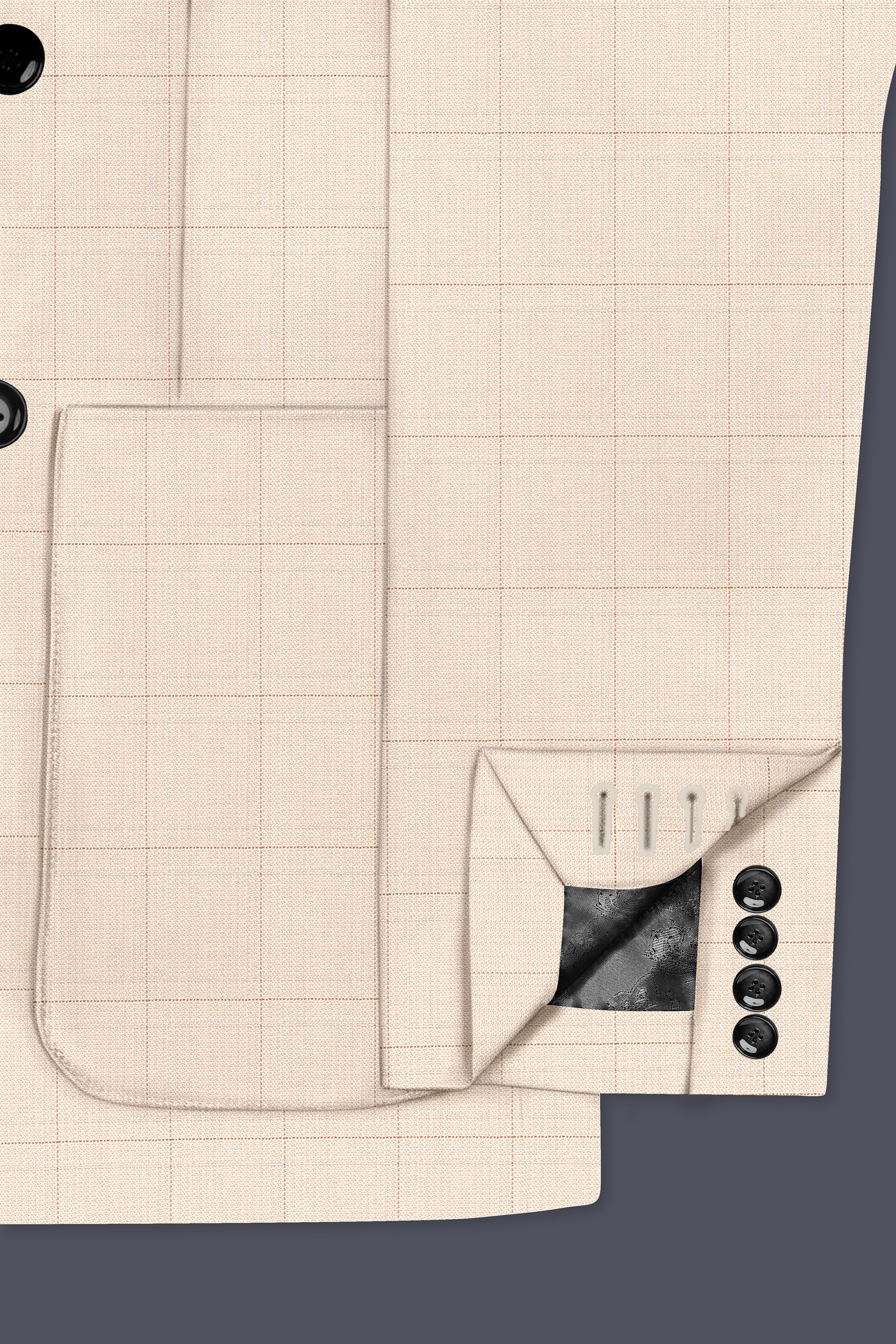 Bronco Cream Windowpane Double Breasted Sports Suit