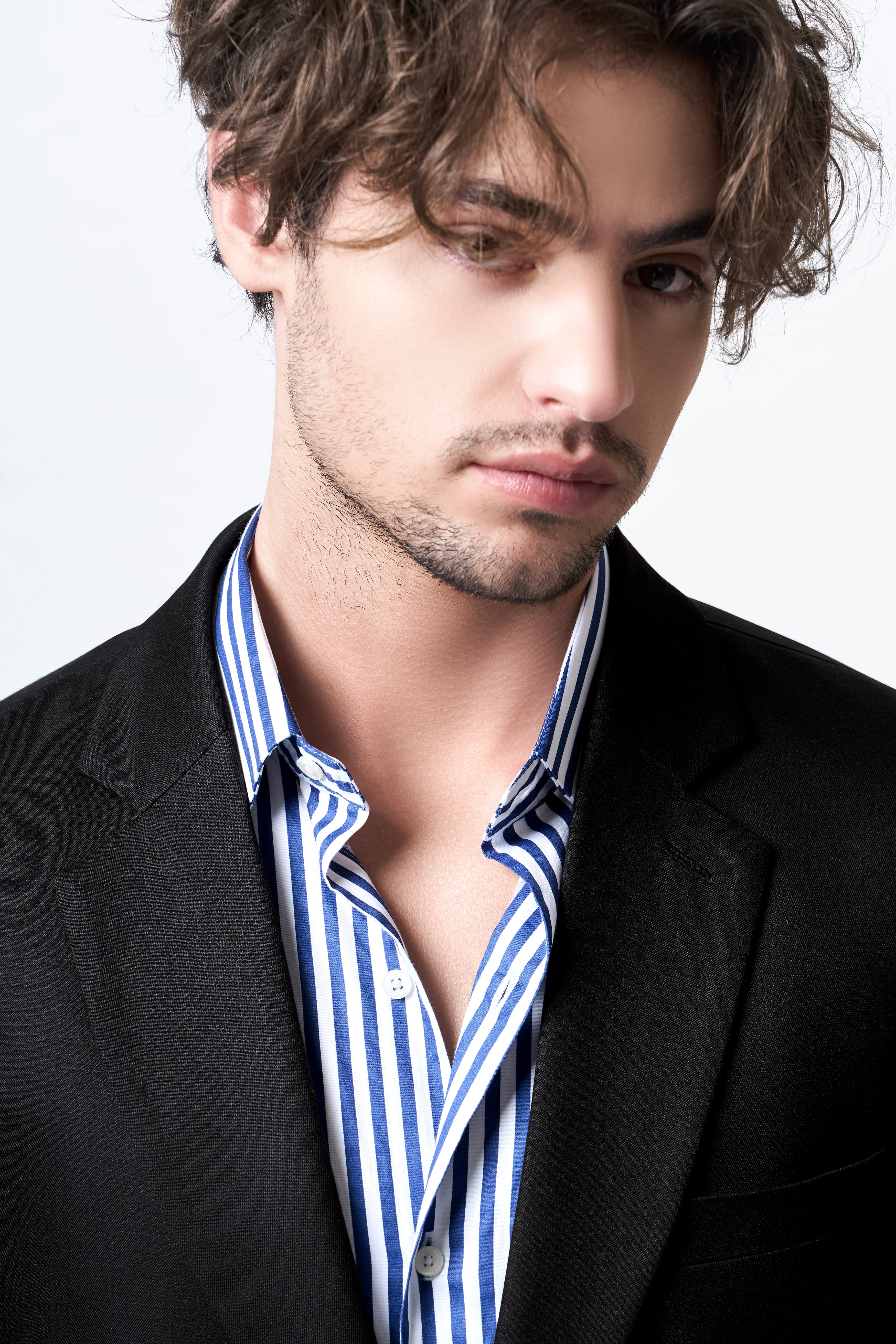 Jade Black Stretchable Subtle Sheen Single Breasted Suit