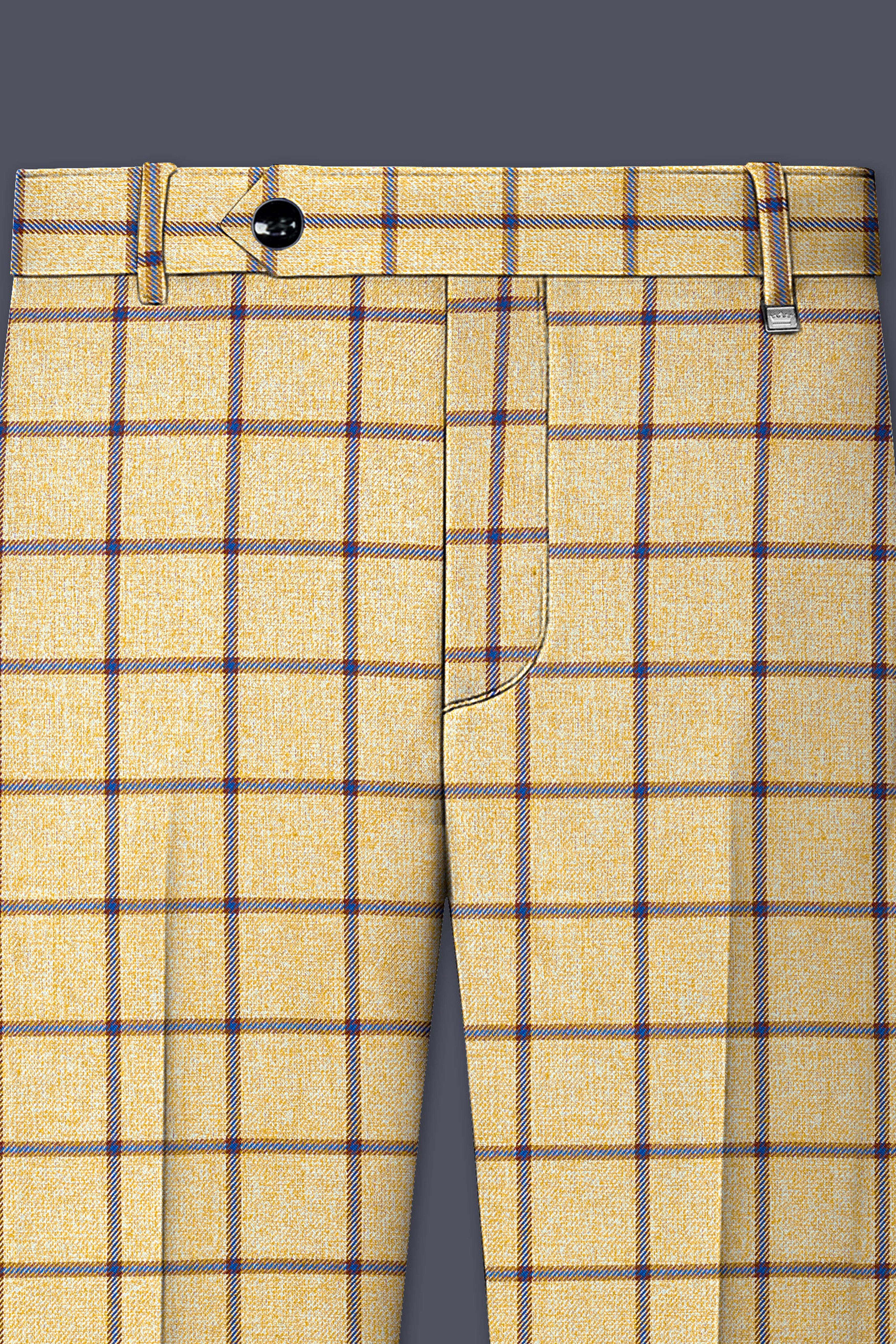 Mongoose Brown with Dianne Blue Windowpane Cross Placket Bandhgala Suit