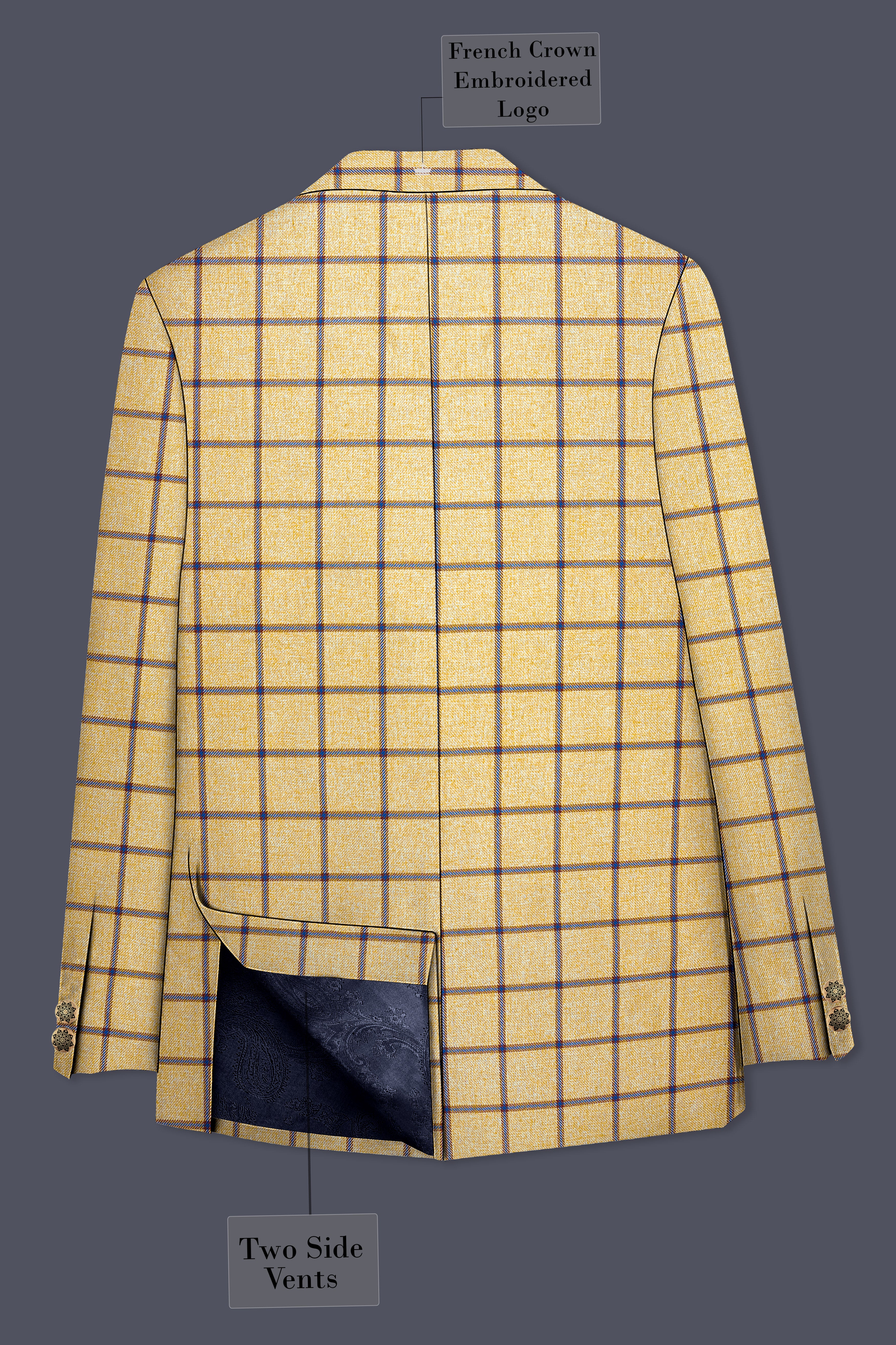 Mongoose Brown with Dianne Blue Windowpane Cross Placket Bandhgala Suit