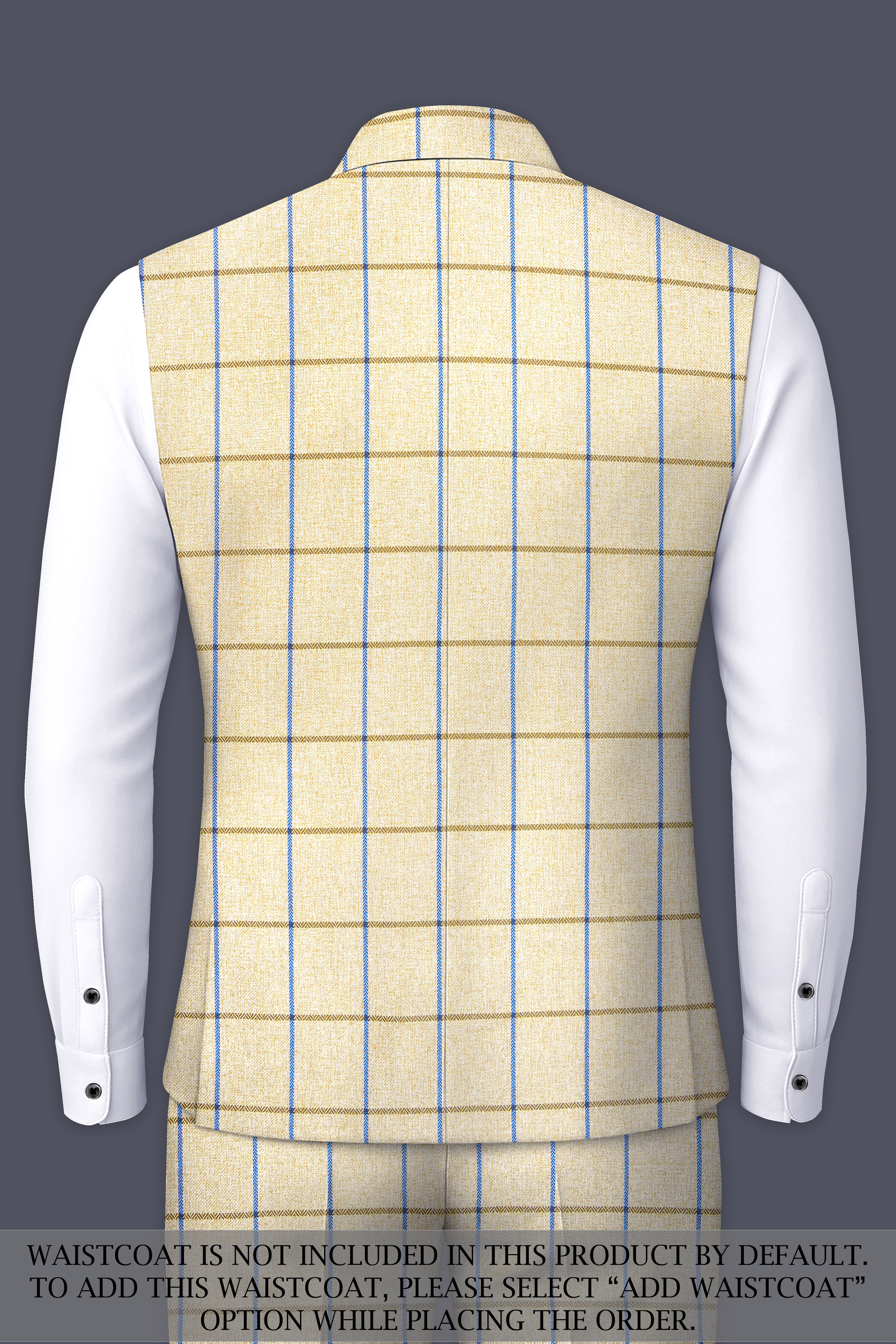 Mushroom Light Brown Checkered Bandhgala Suit