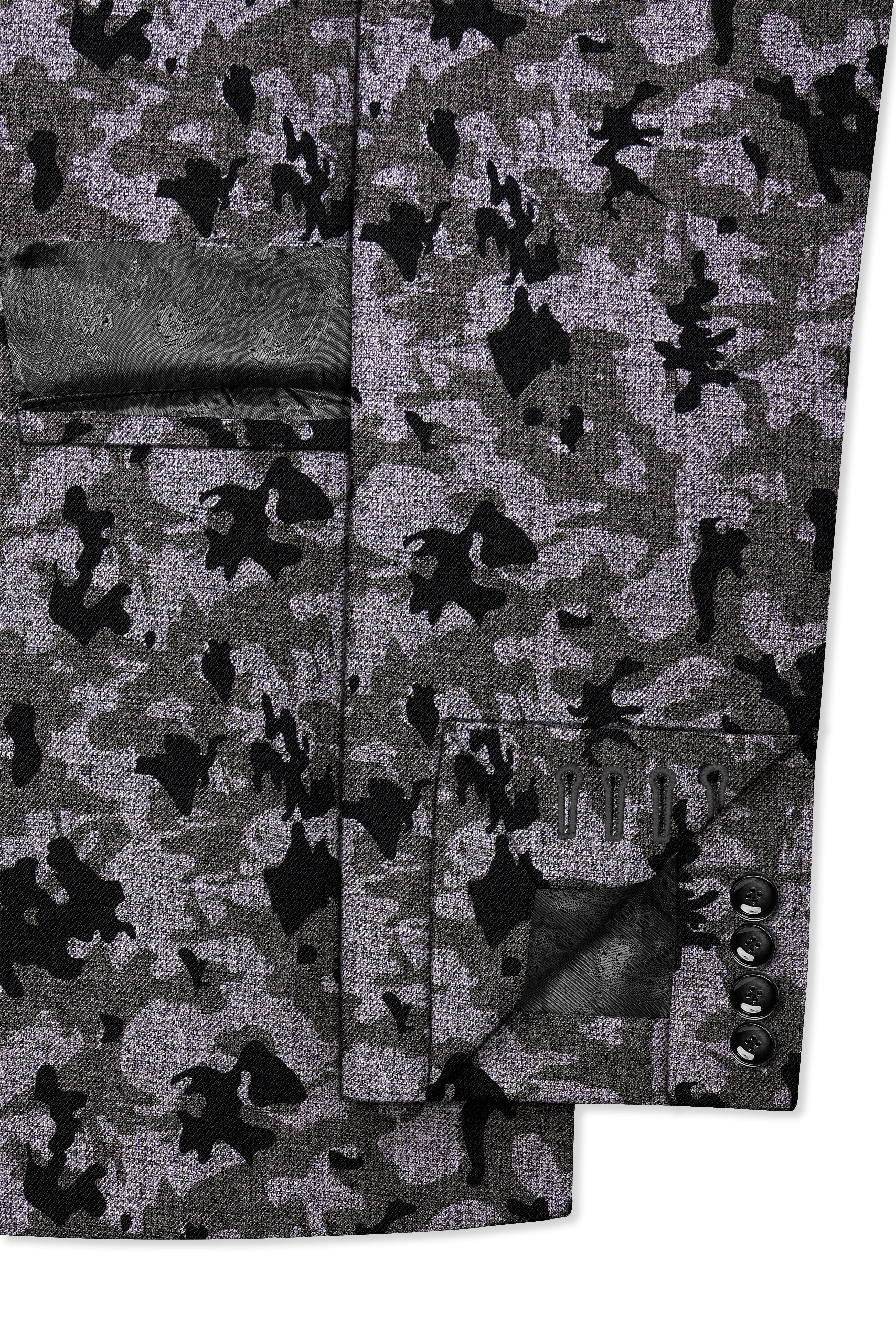 Merlin Green with Scorpion Gray Chintz Printed Bandhgala Designer Suit