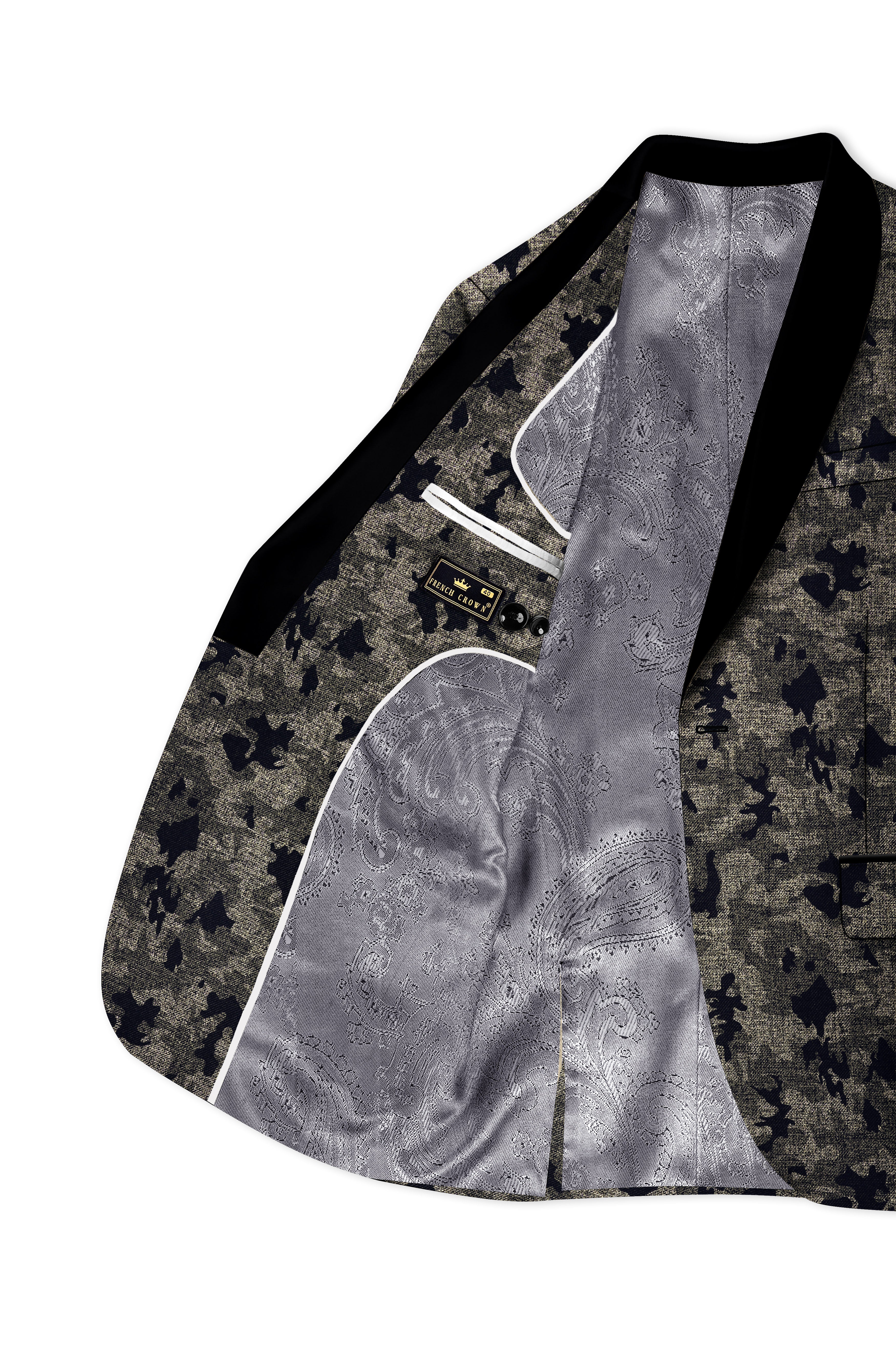 Tundora Brown with Jade Black Ditsy Textured Designer Tuxedo Suit