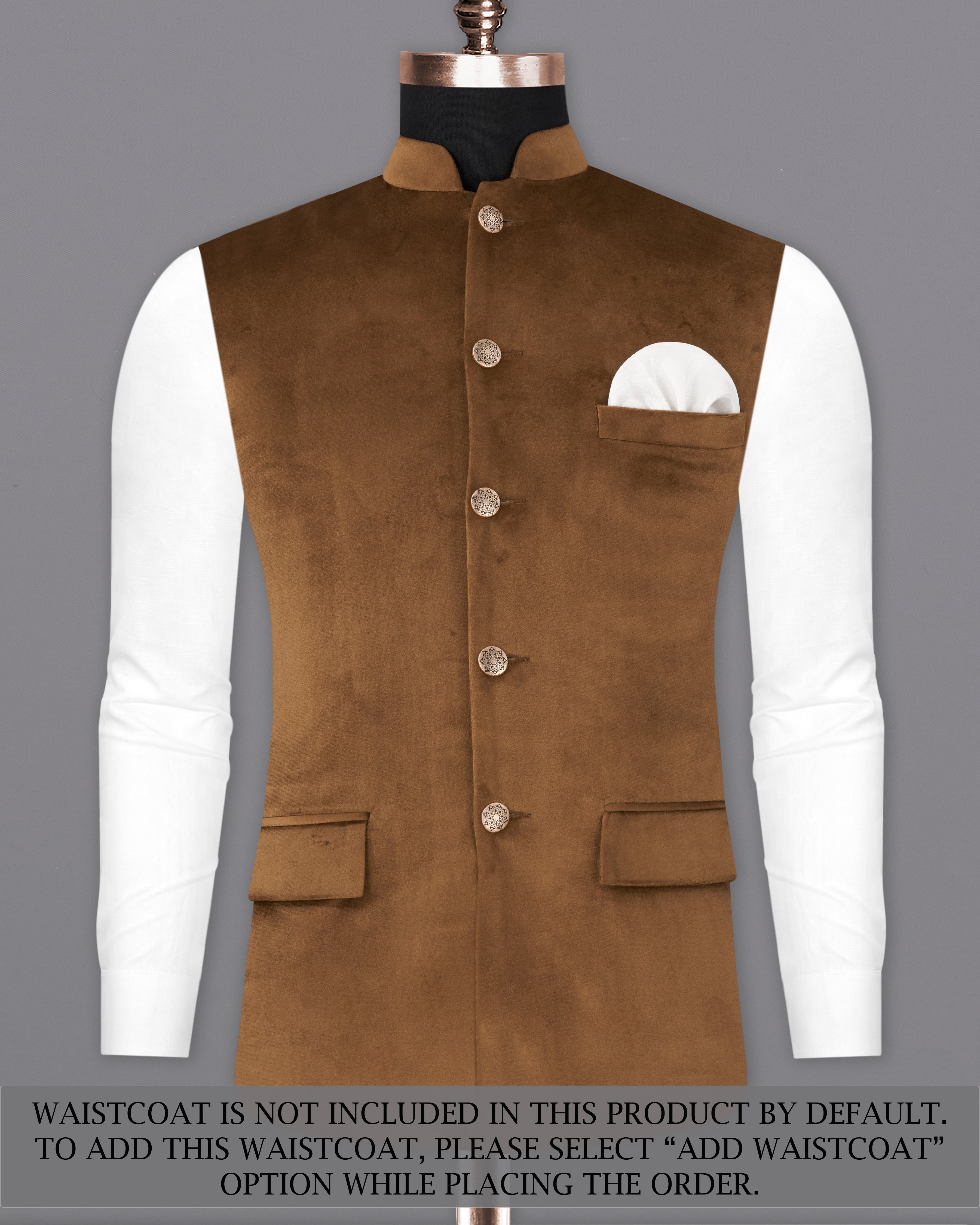 Nutmeg Brown Double Breasted Premium Velvet Designer Suit