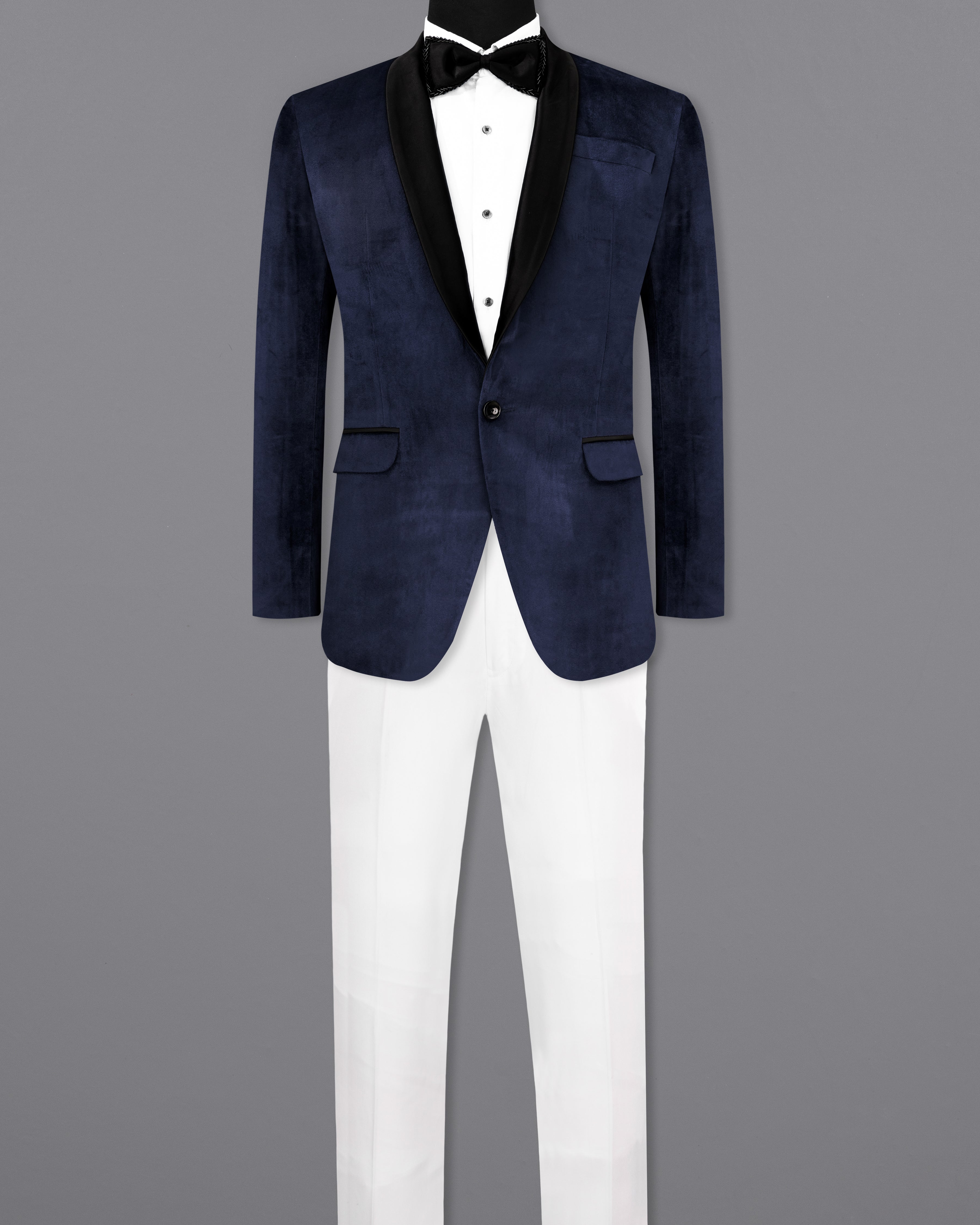Thunder Blue Velvet Tuxedo Designer Suit