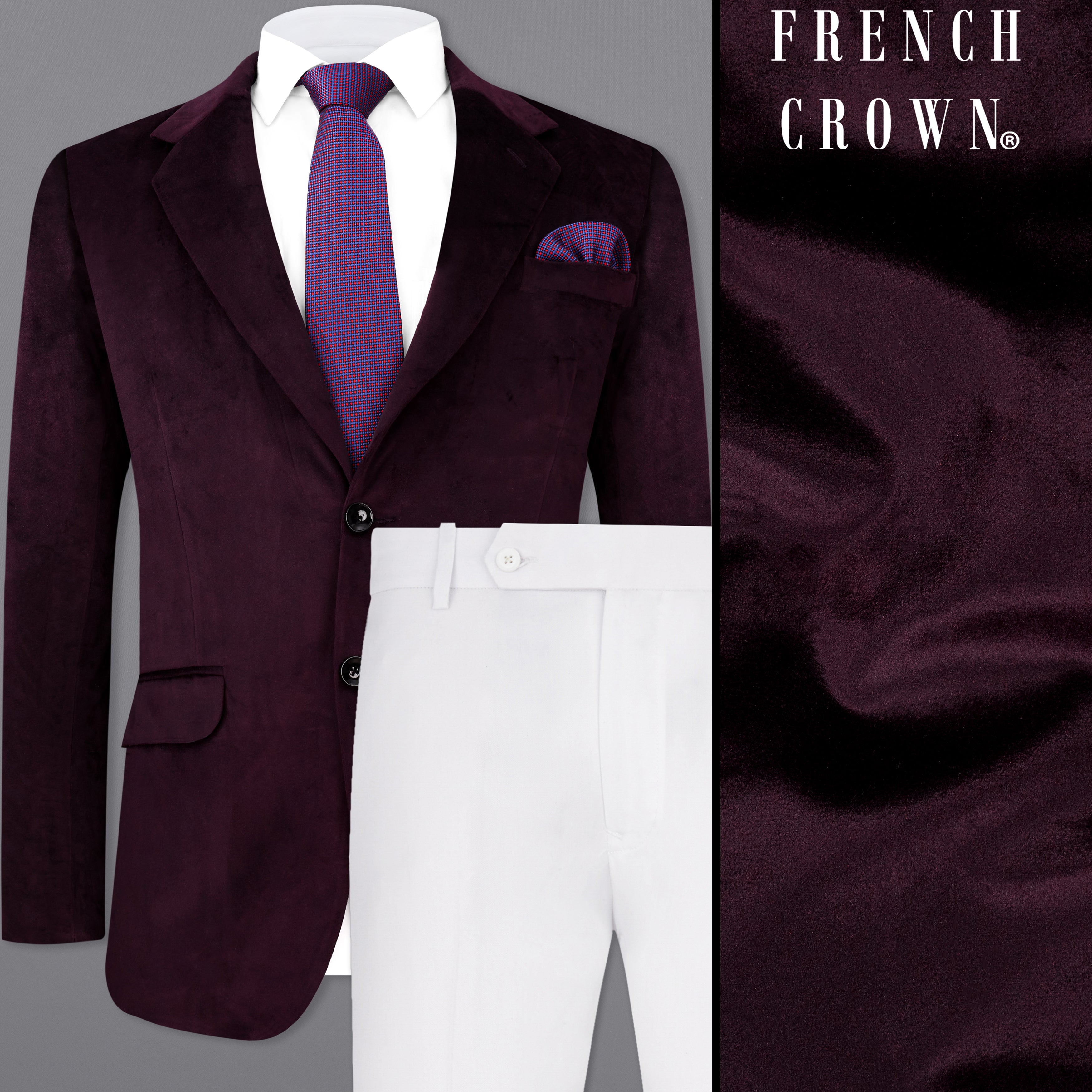 Eclipse Wine Velvet Single Breasted Suit