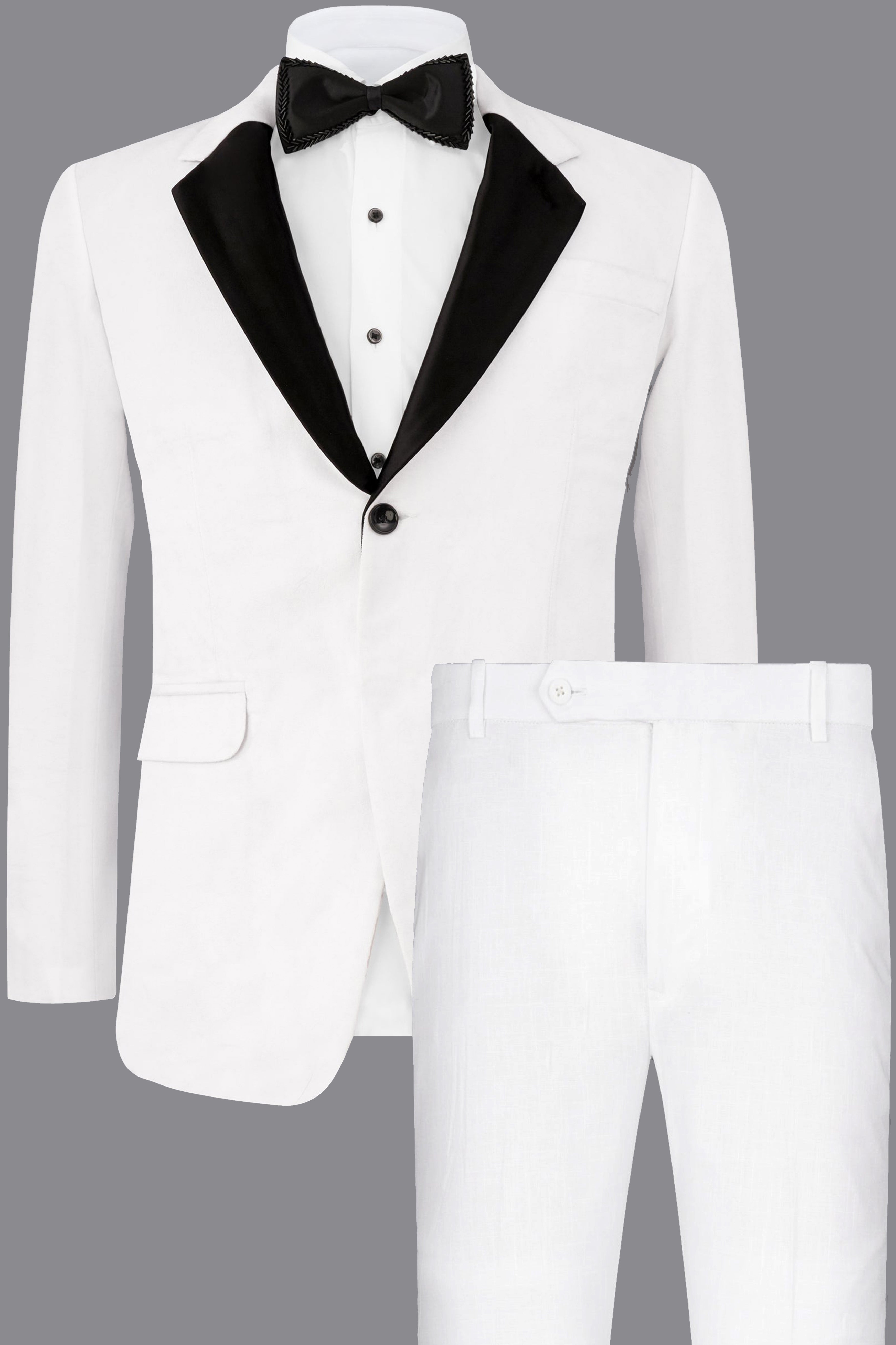 Bright White Single Breasted Premium Velvet Designer Suit