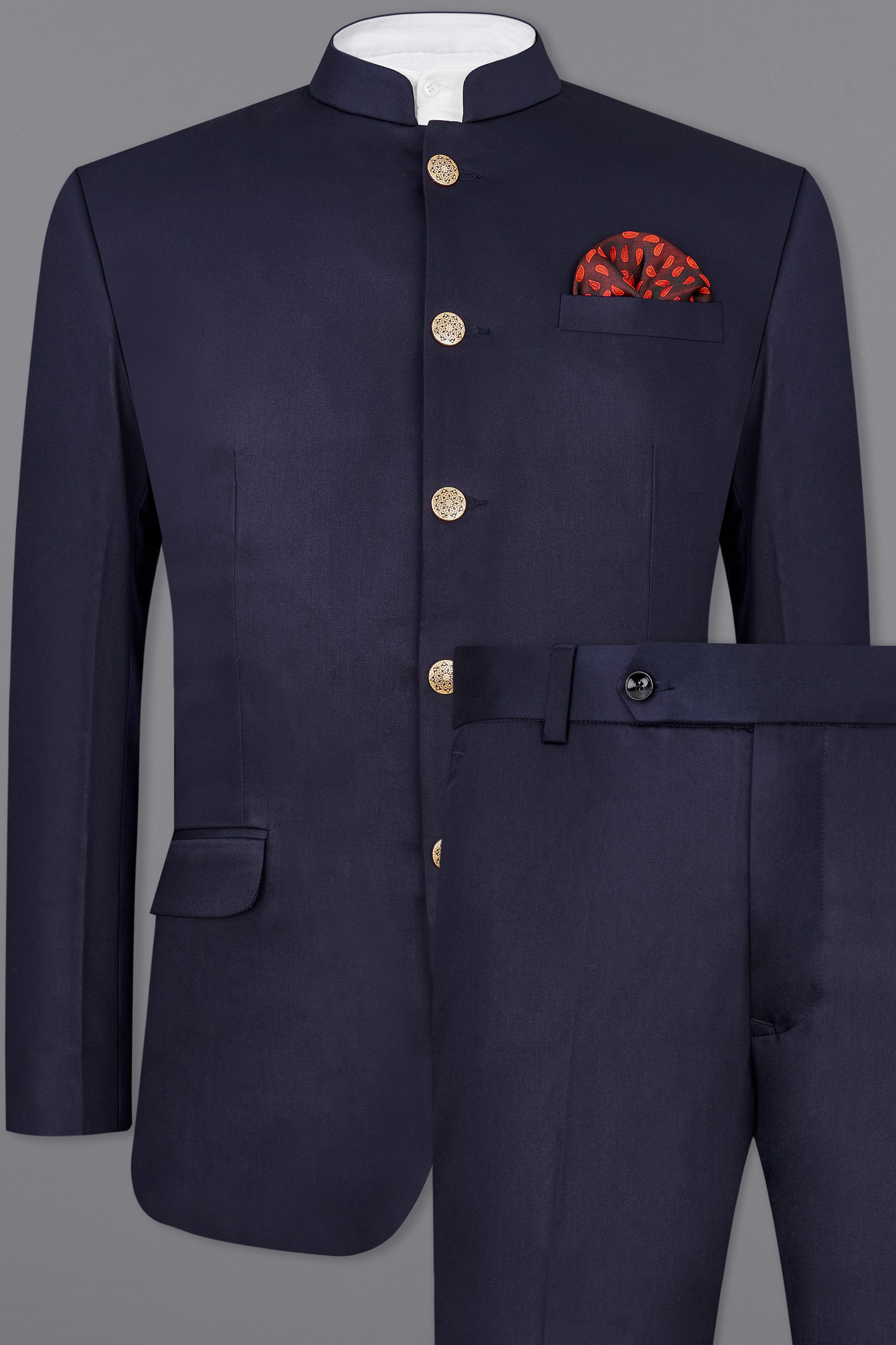 Blue Subtle Sheen Blue Bandhgala Suit
