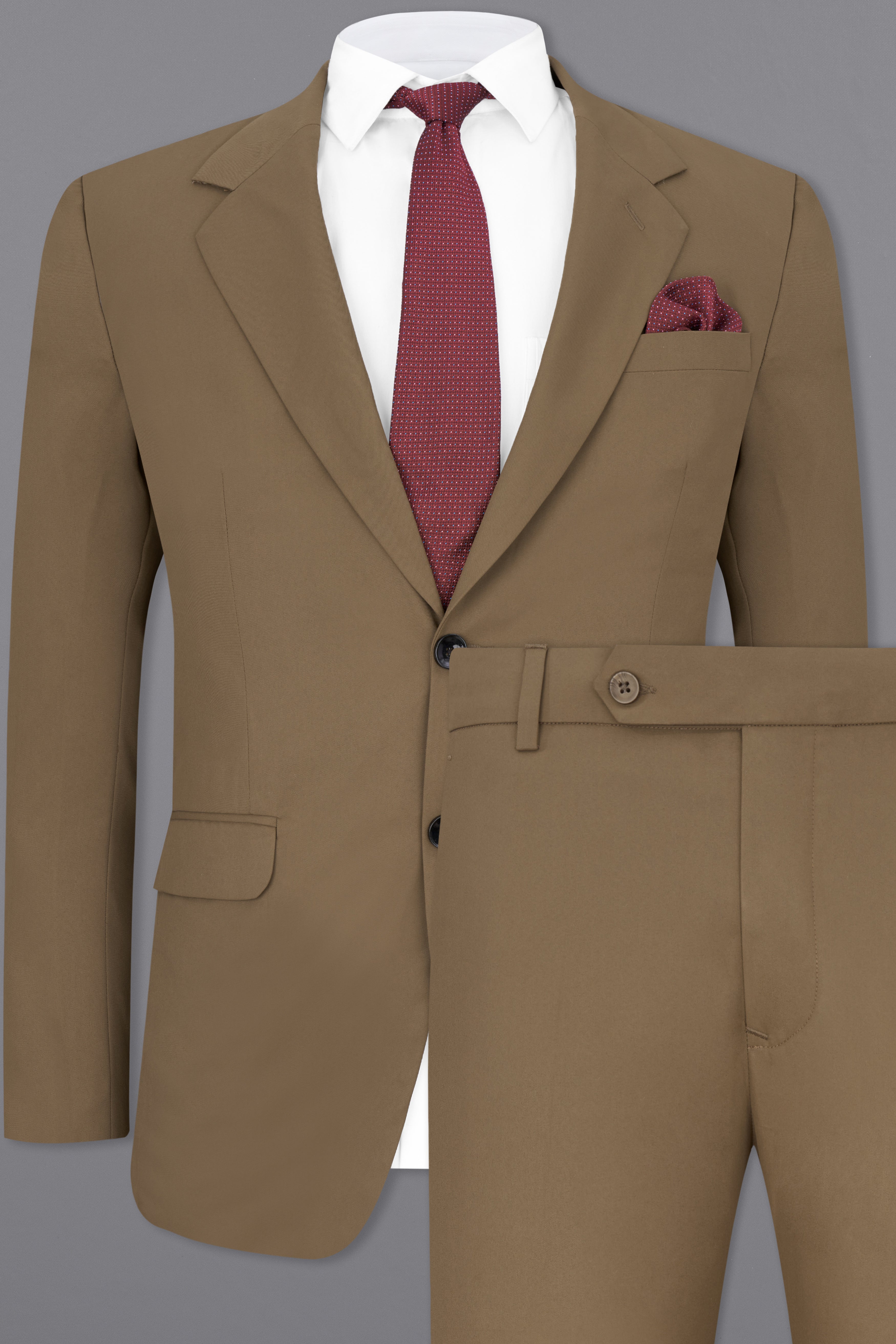 Khaki Brown Single Breasted Suit