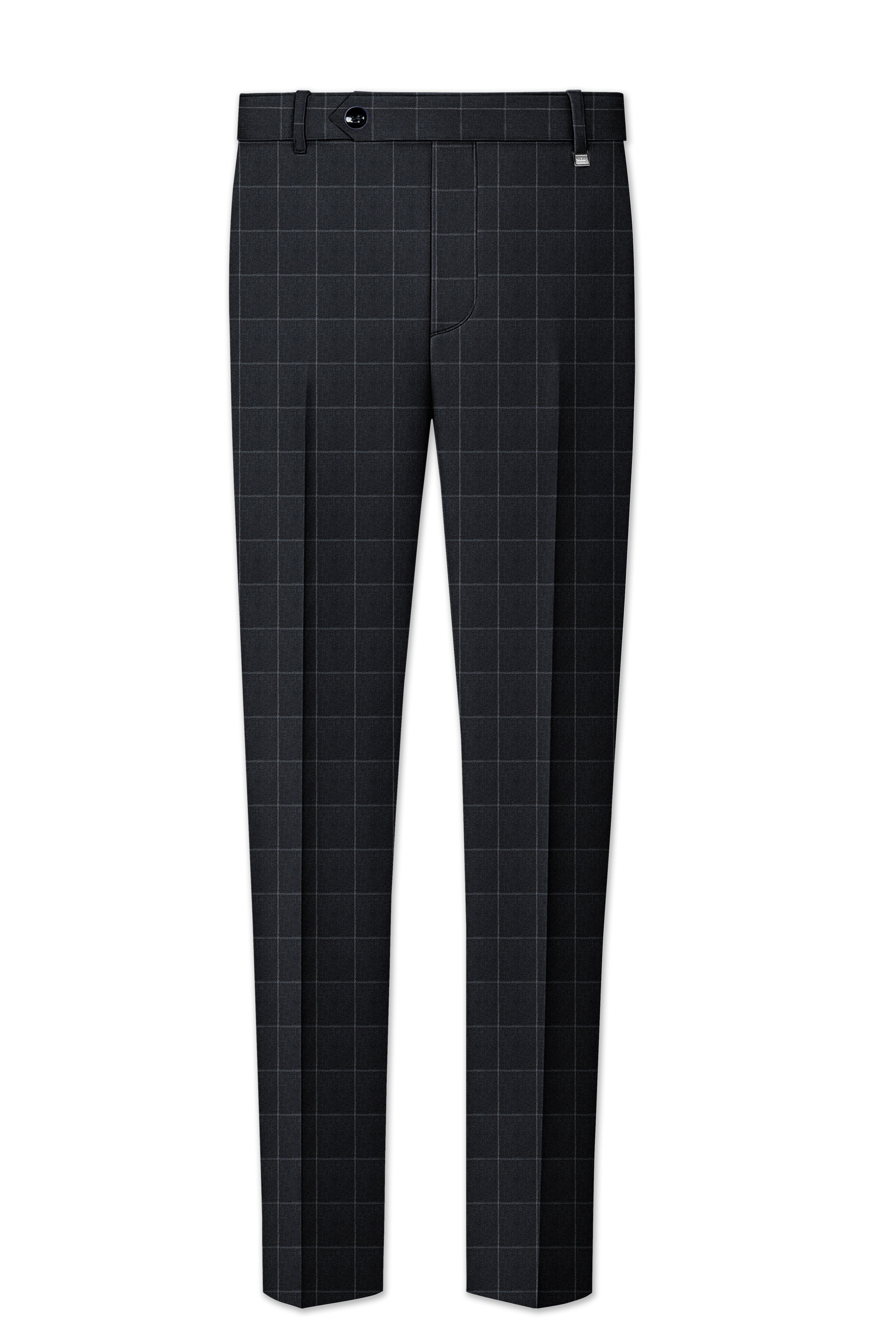 Charcoal Gray Windowpane Single Breasted Suit