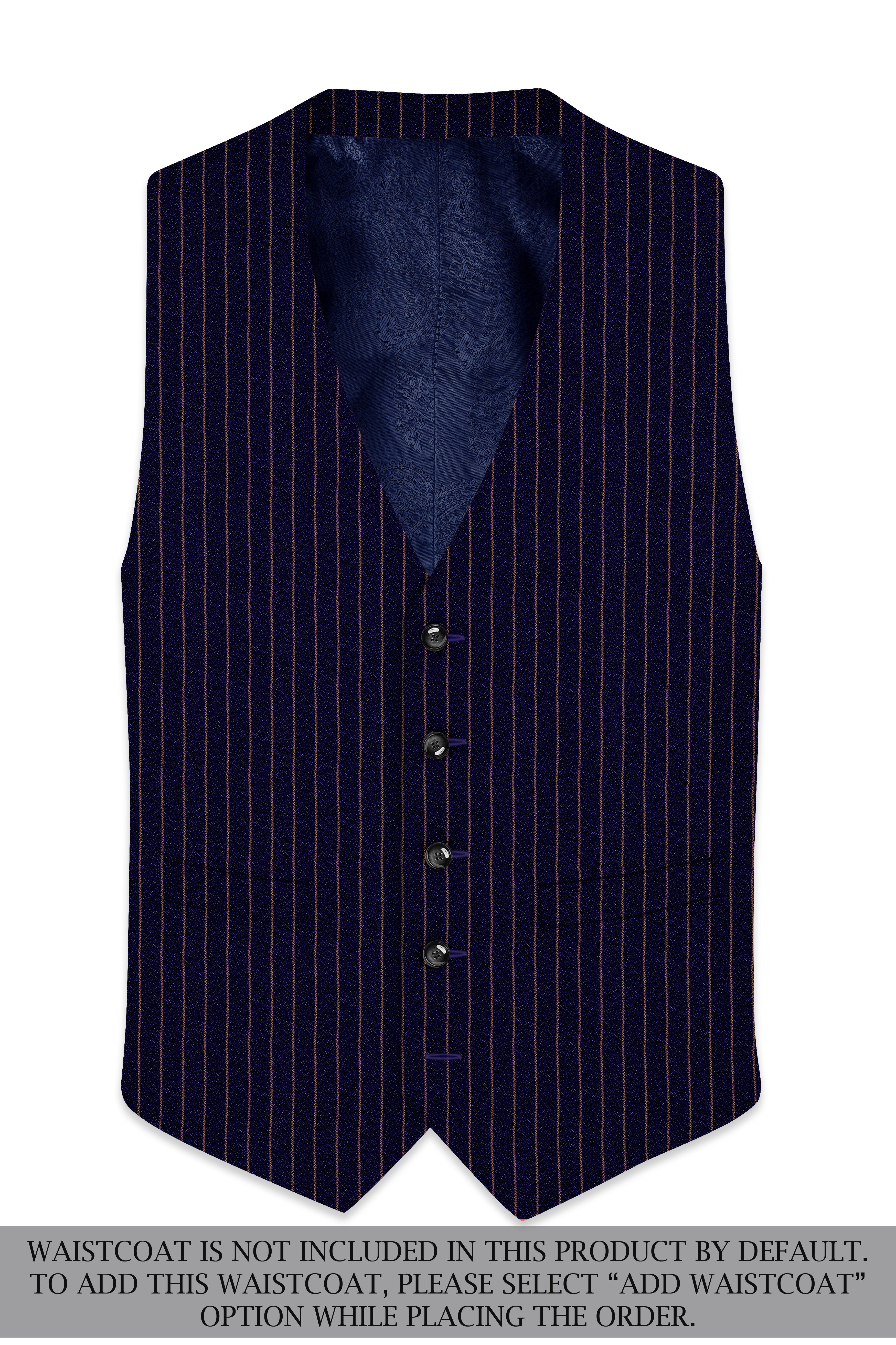 Tuna Blue with Coral Reef Brown Striped Double-Breasted Suit